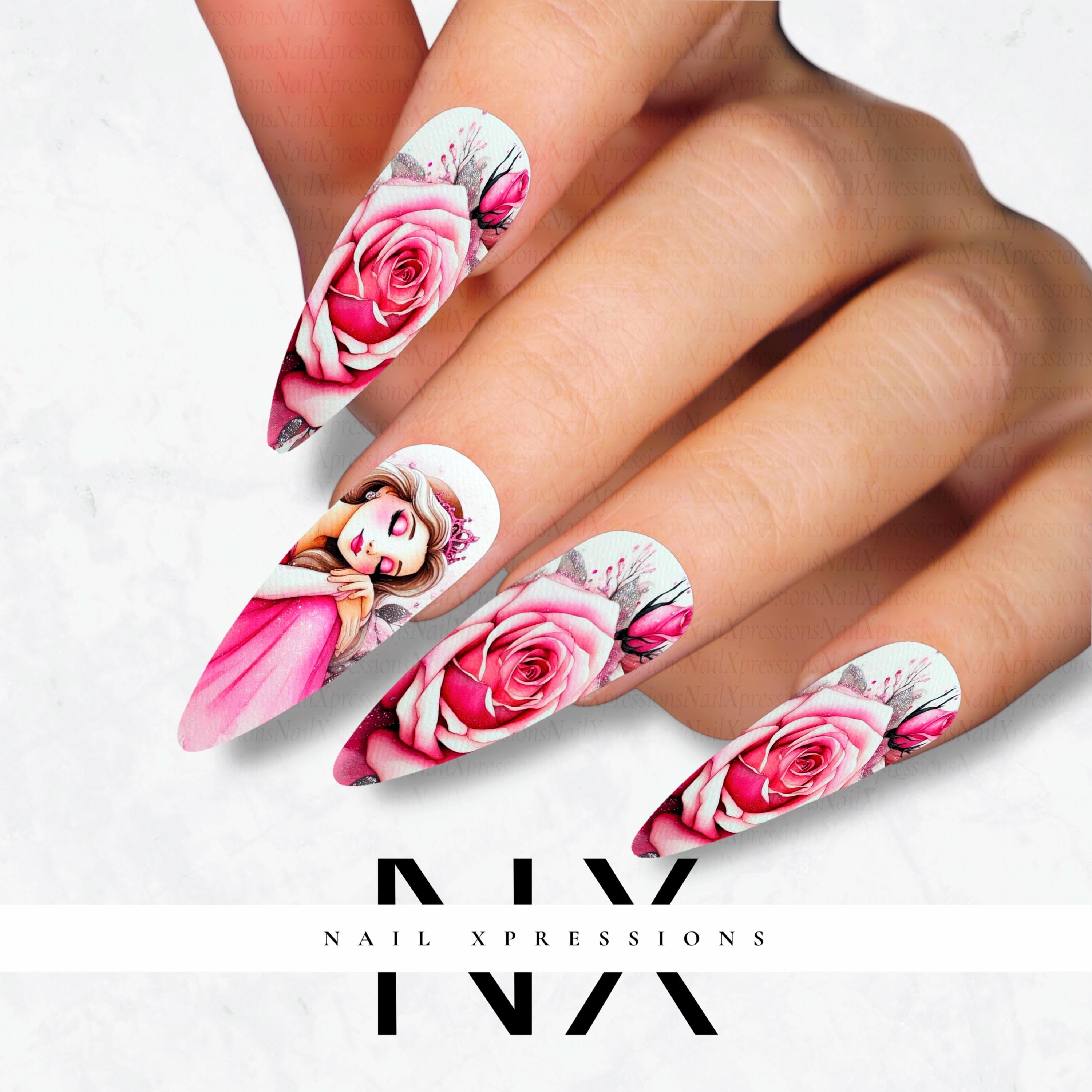 Pink Princess Nail Decals | Nail Art Water Transfer | Nail Wraps