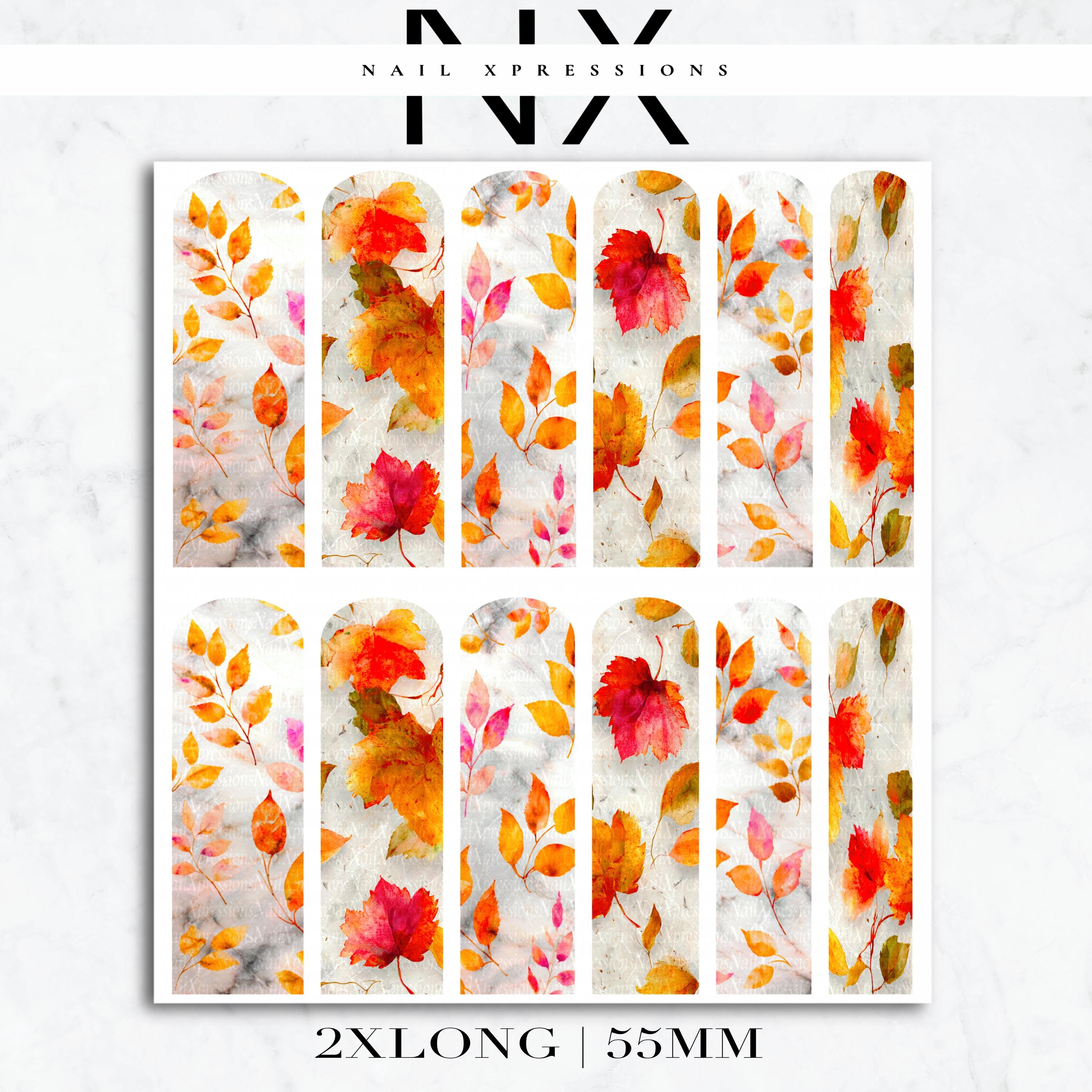 Autumn Leave Marble Nail Decals | Nail Art Water Transfer | Nail Wraps