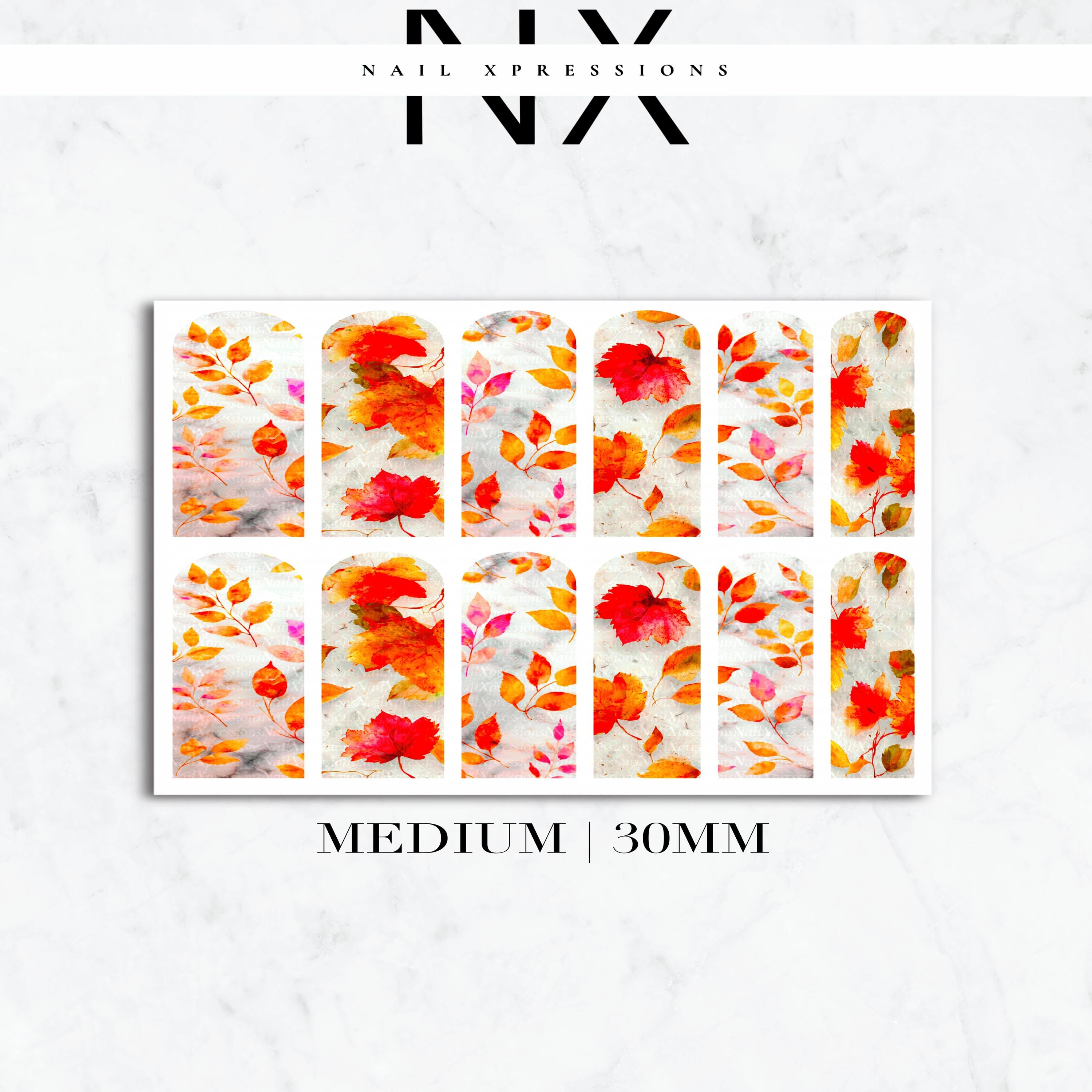 Autumn Leave Marble Nail Decals | Nail Art Water Transfer | Nail Wraps