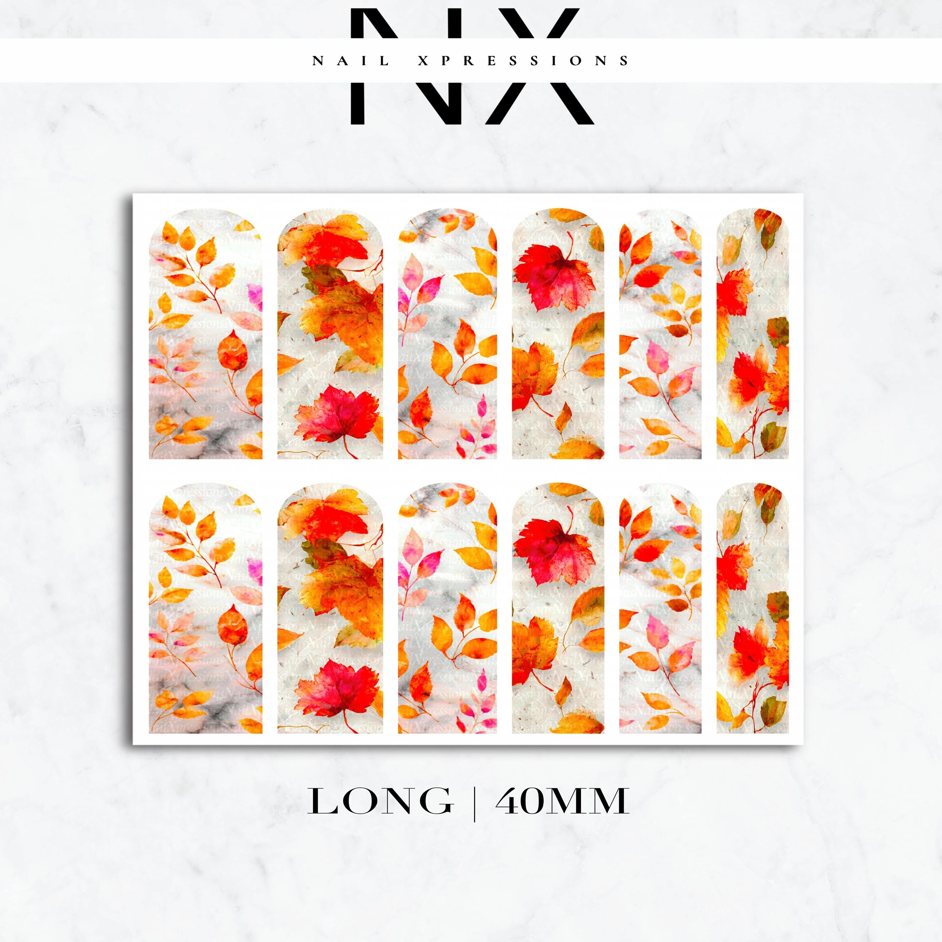Autumn Leave Marble Nail Decals | Nail Art Water Transfer | Nail Wraps