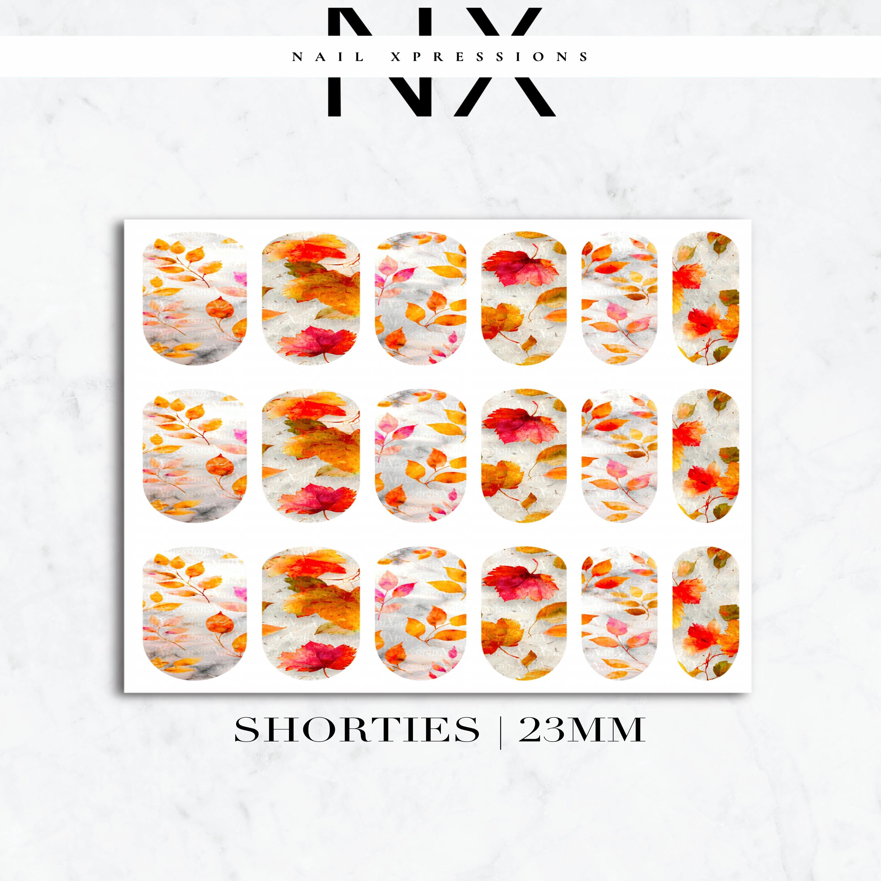 Autumn Leave Marble Nail Decals | Nail Art Water Transfer | Nail Wraps