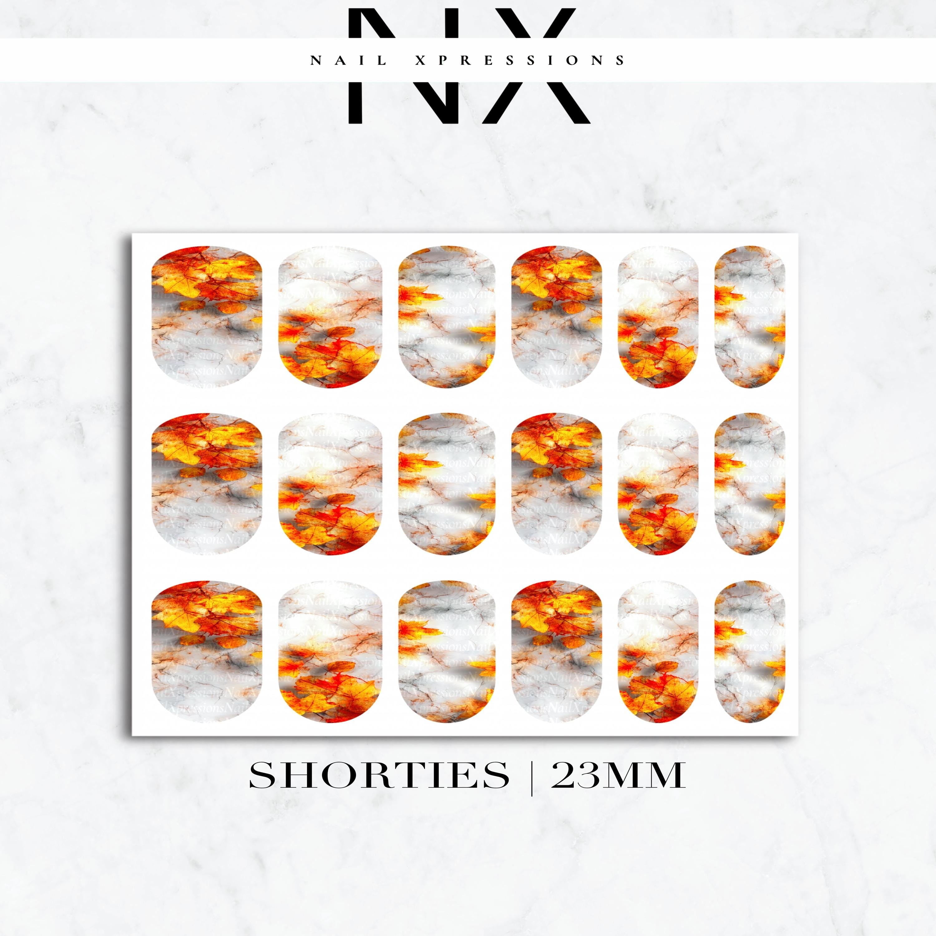 Fall Leaves Marbled Nail Decals | Nail Art Water Transfer | Nail Wraps