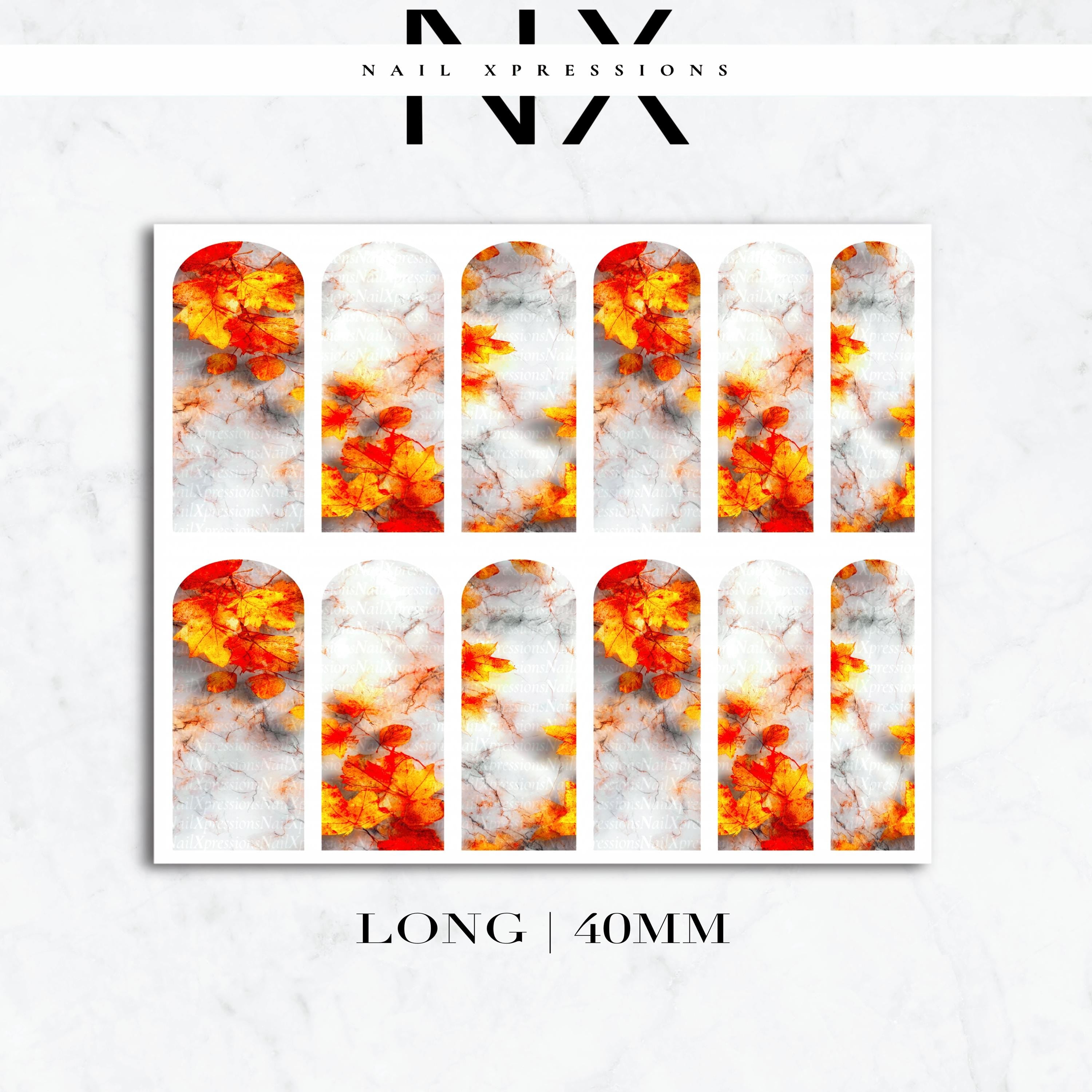 Fall Leaves Marbled Nail Decals | Nail Art Water Transfer | Nail Wraps