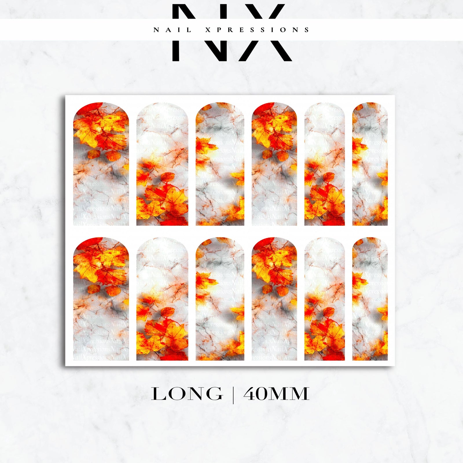Fall Leaves Marbled Nail Decals | Nail Art Water Transfer | Nail Wraps
