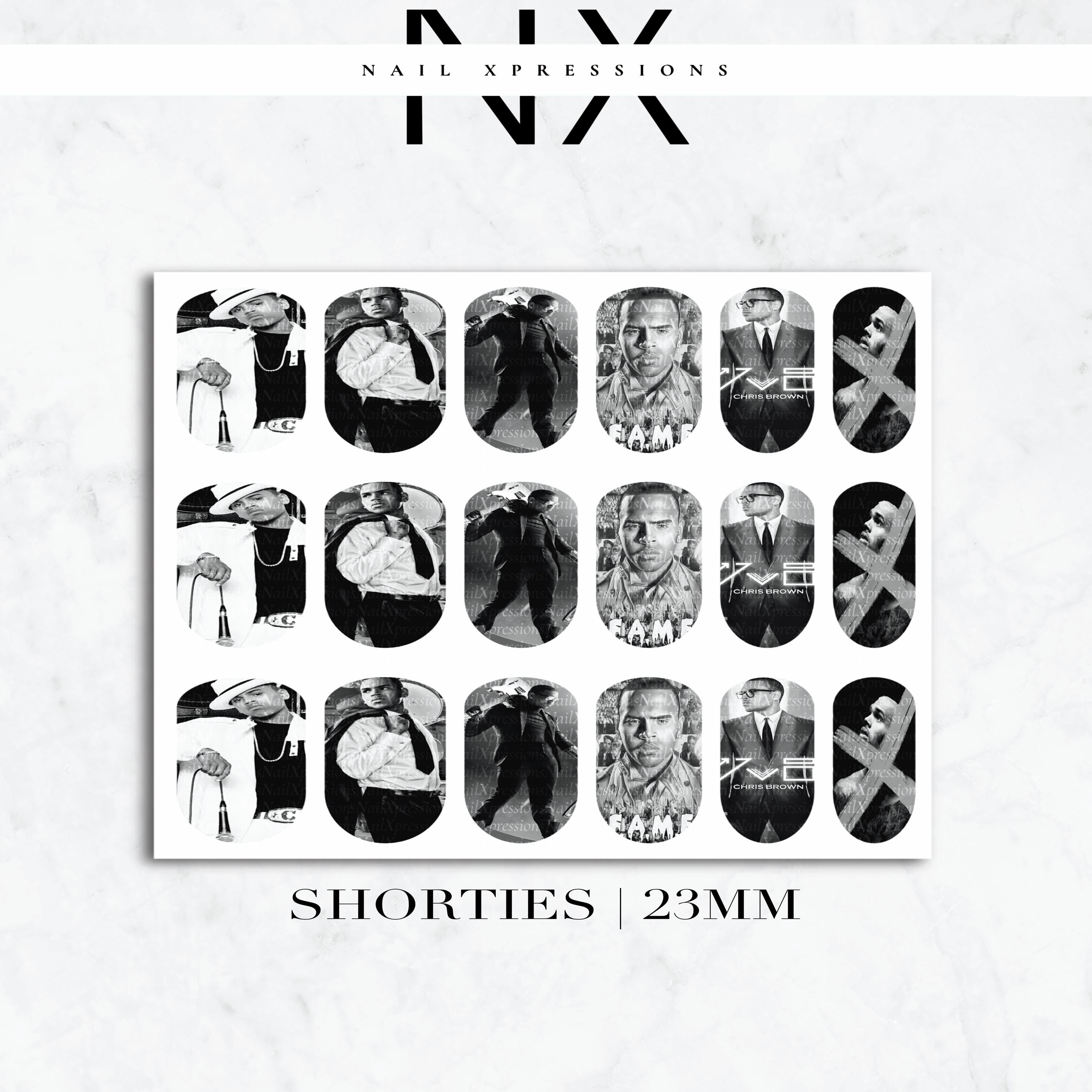 Monochrome C. Brown Nail Decals | Nail Art Water Transfer | Nail Wraps