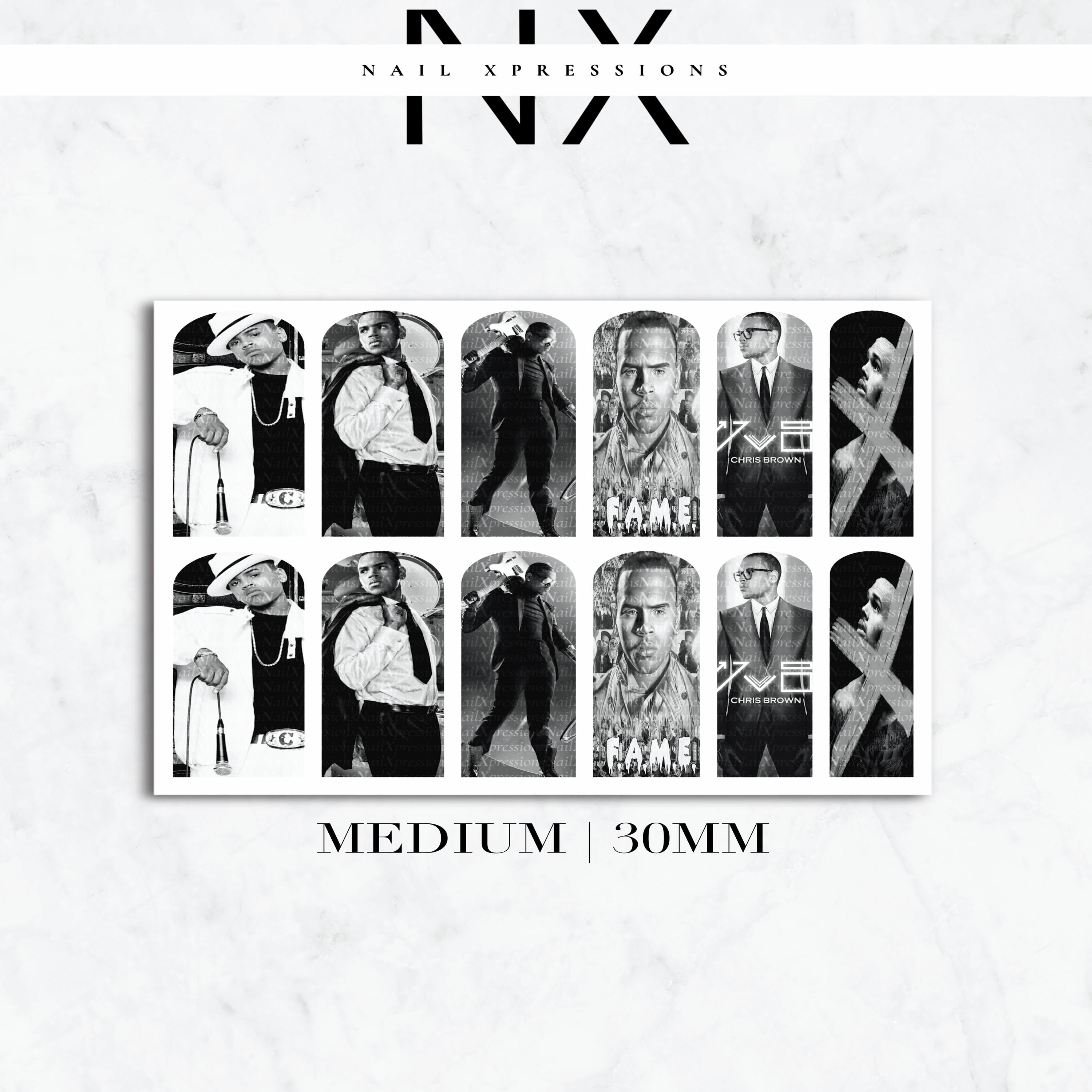 Monochrome C. Brown Nail Decals | Nail Art Water Transfer | Nail Wraps