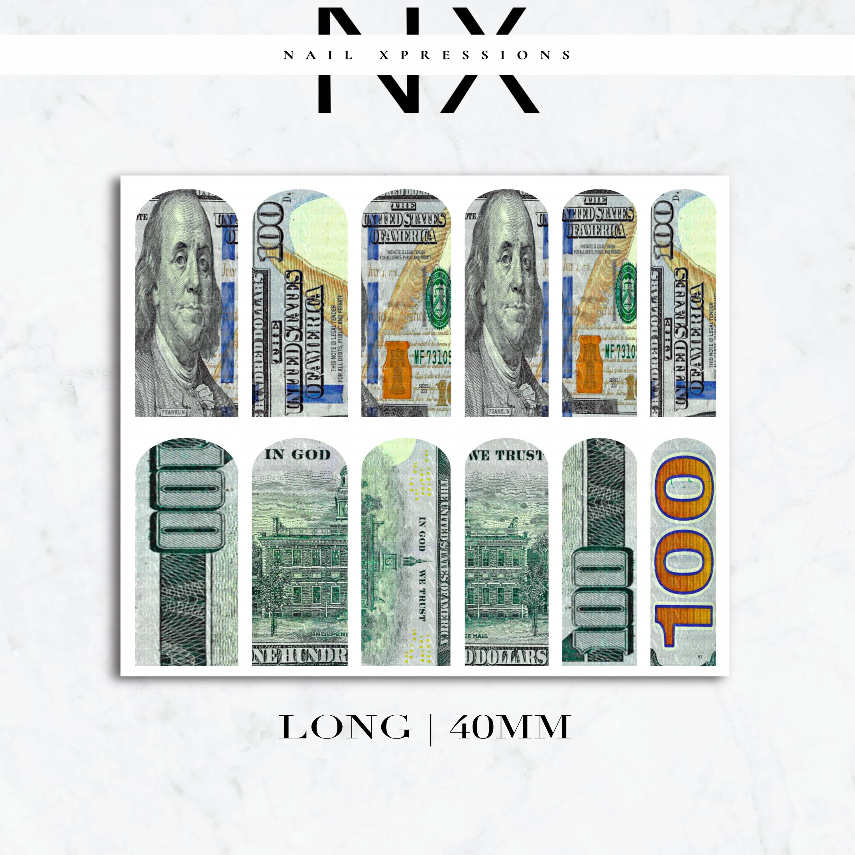 Benjamin Bill Nail Decals | Nail Art Water Transfer | Nail Wraps