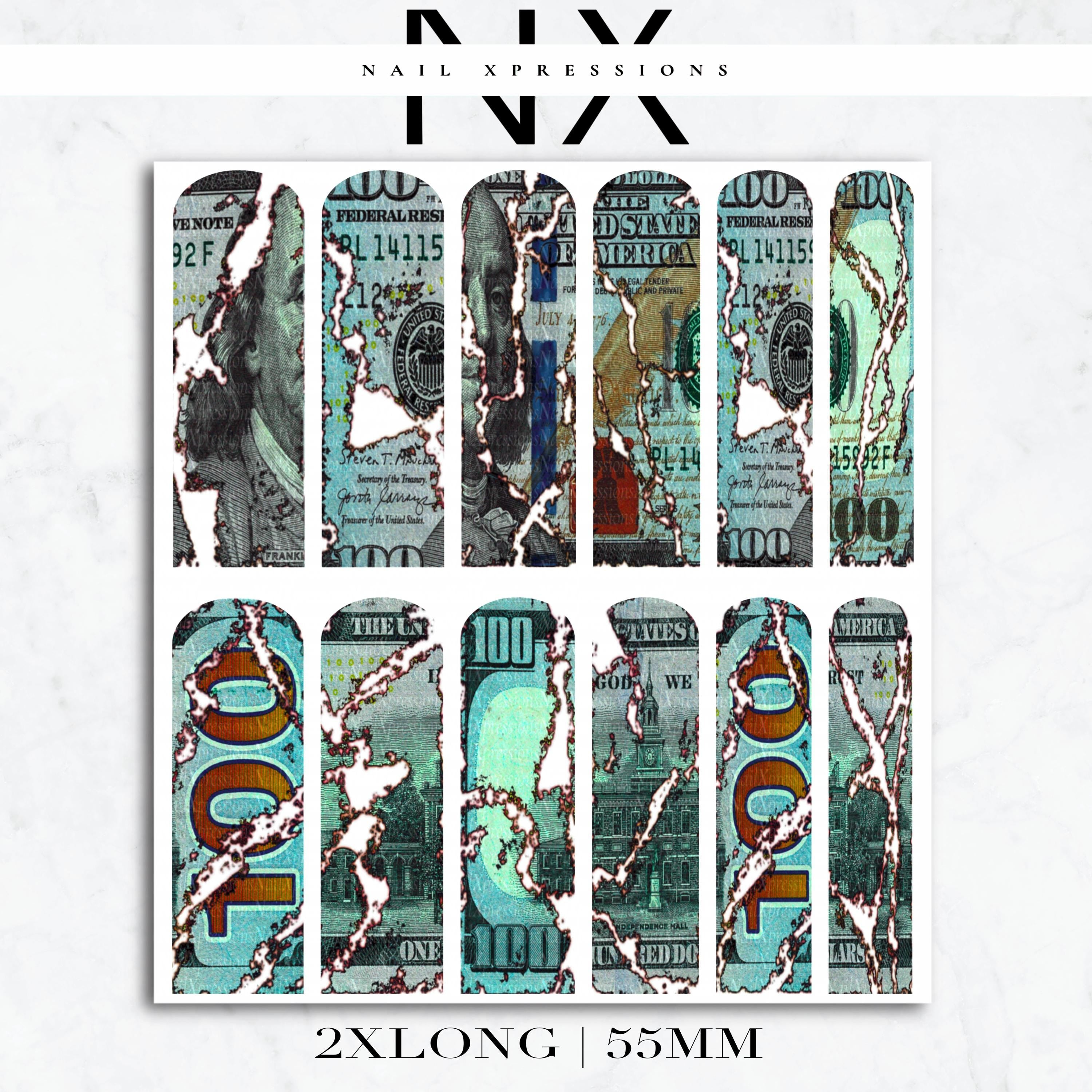 Hundreds Burnt Bill Nail Decals | Nail Art Water Transfer | Nail Wraps