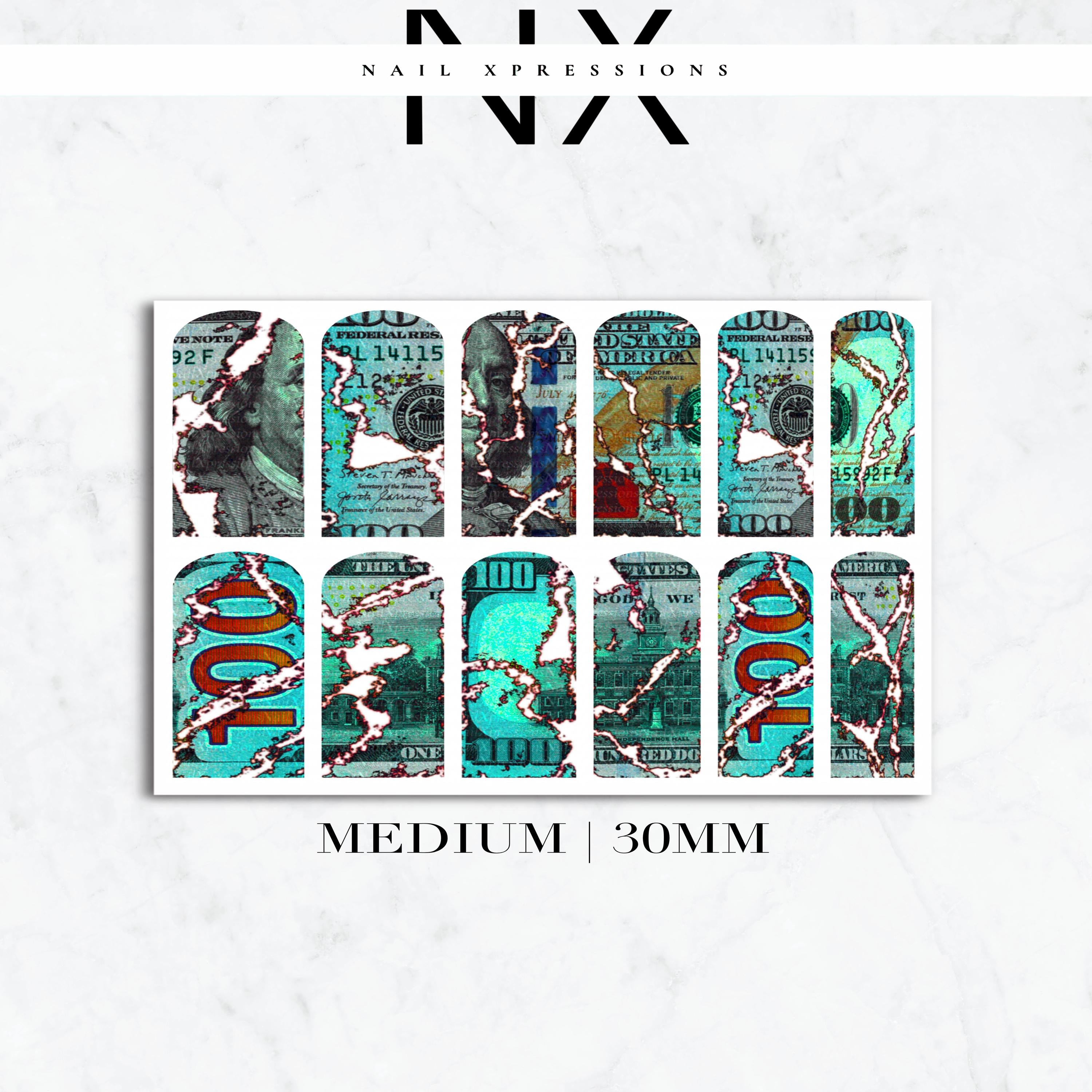 Hundreds Burnt Bill Nail Decals | Nail Art Water Transfer | Nail Wraps