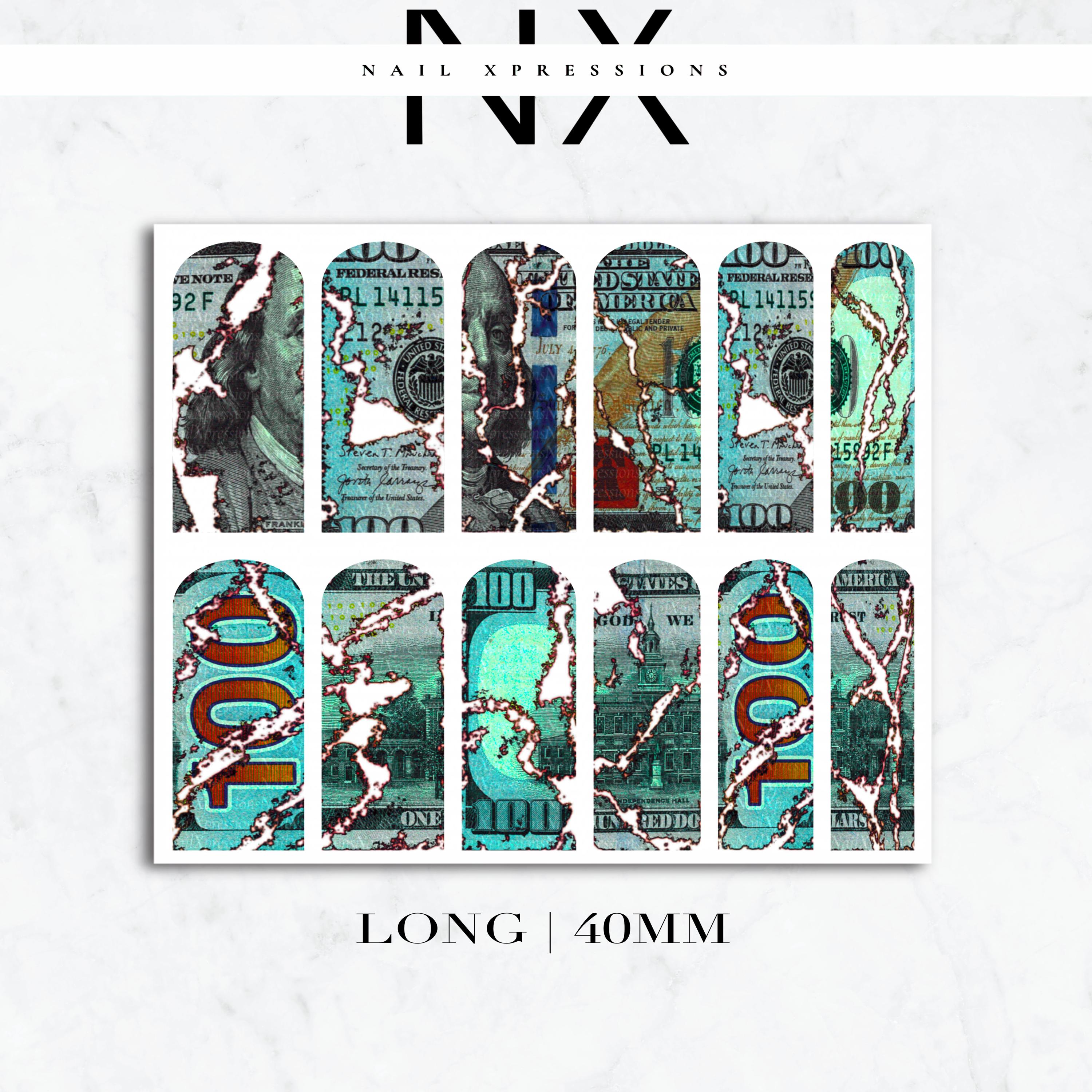 Hundreds Burnt Bill Nail Decals | Nail Art Water Transfer | Nail Wraps