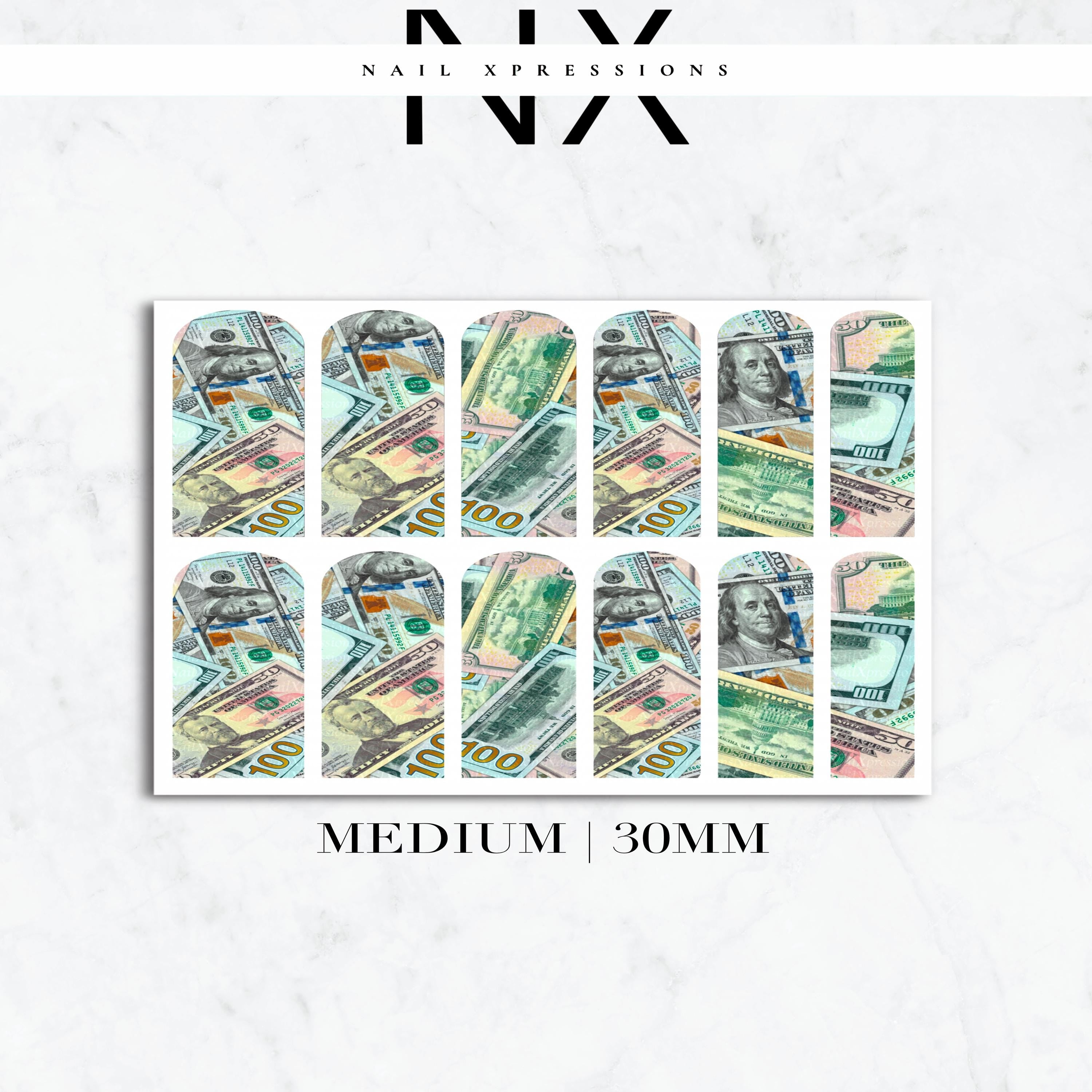 Scattered Bills Money Nail Decals | Nail Art Water Transfer | Nail Wraps