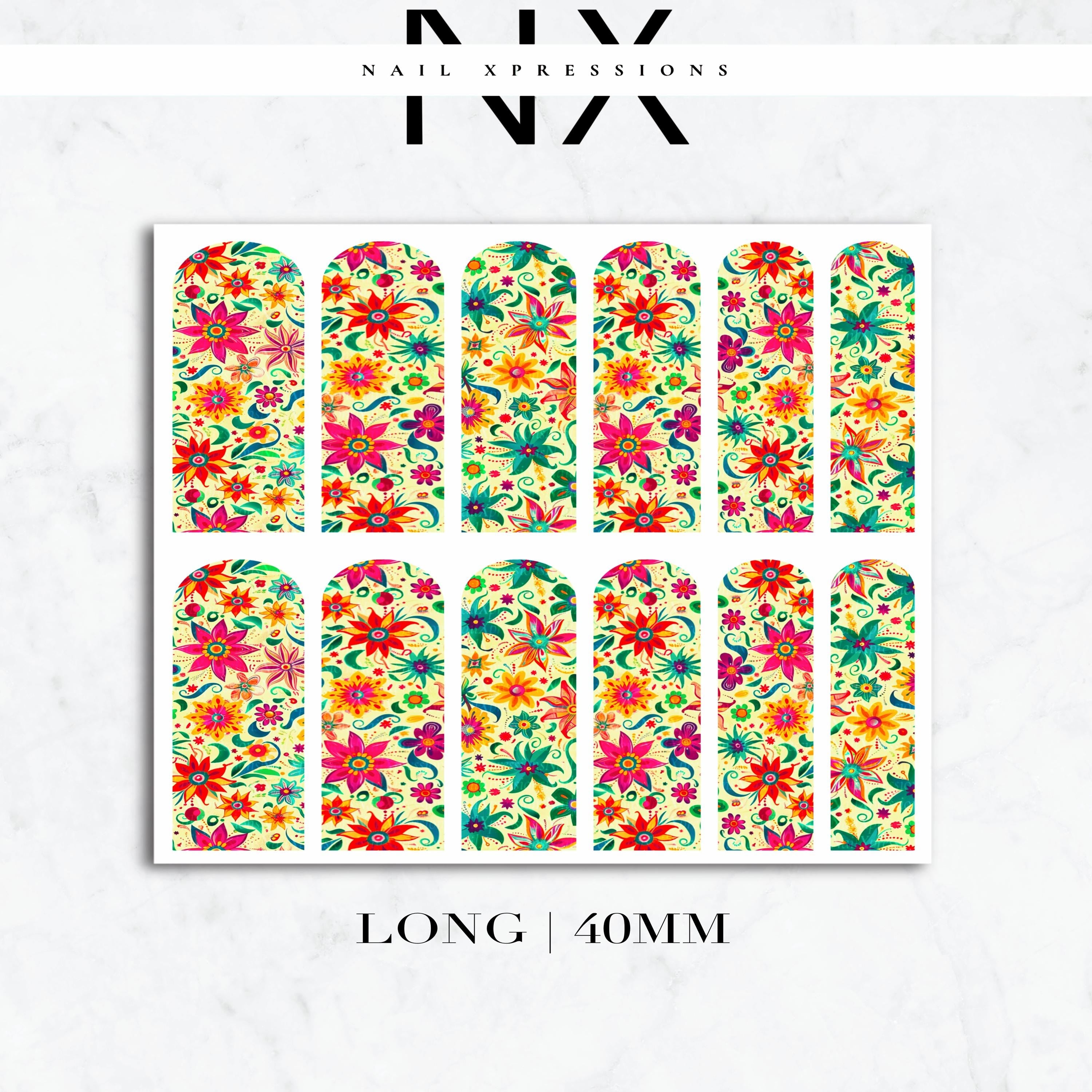 Fiesta Floral Mexico Nail Decals | Nail Art Water Transfer | Nail Wraps