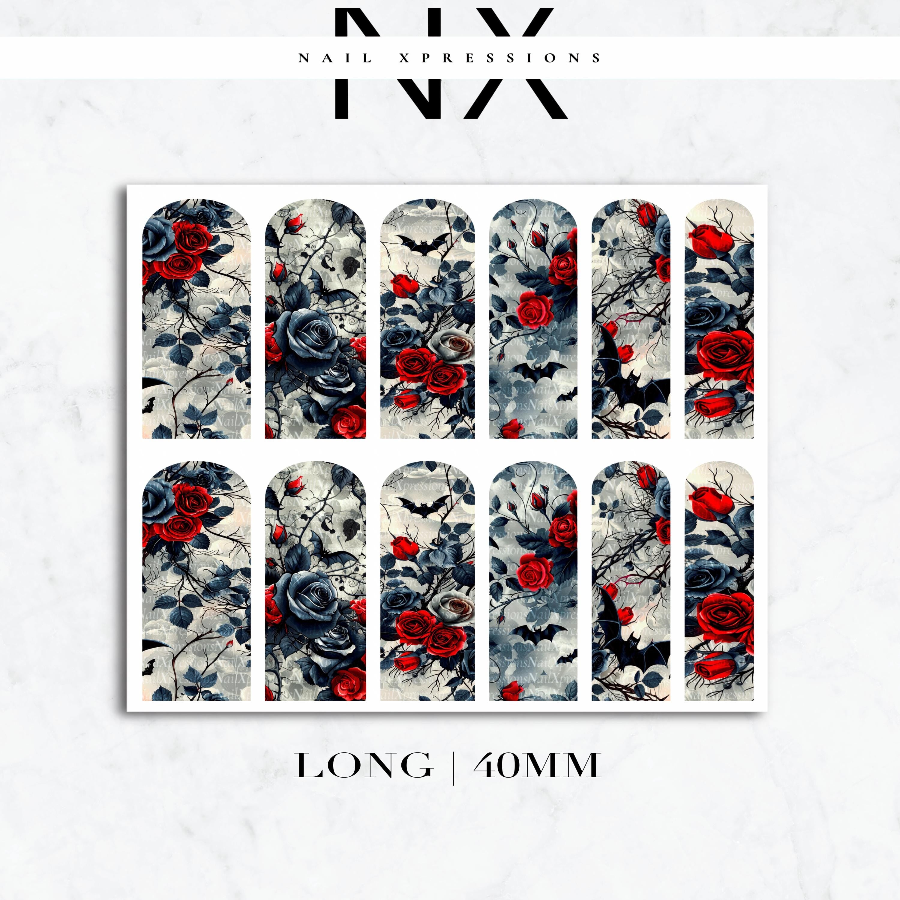 Dark Roses and Spider Web Decals | Nail Art Water Transfer | Nail Wraps