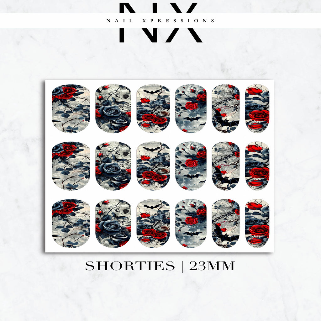 Dark Roses and Spider Web Decals | Nail Art Water Transfer | Nail Wraps