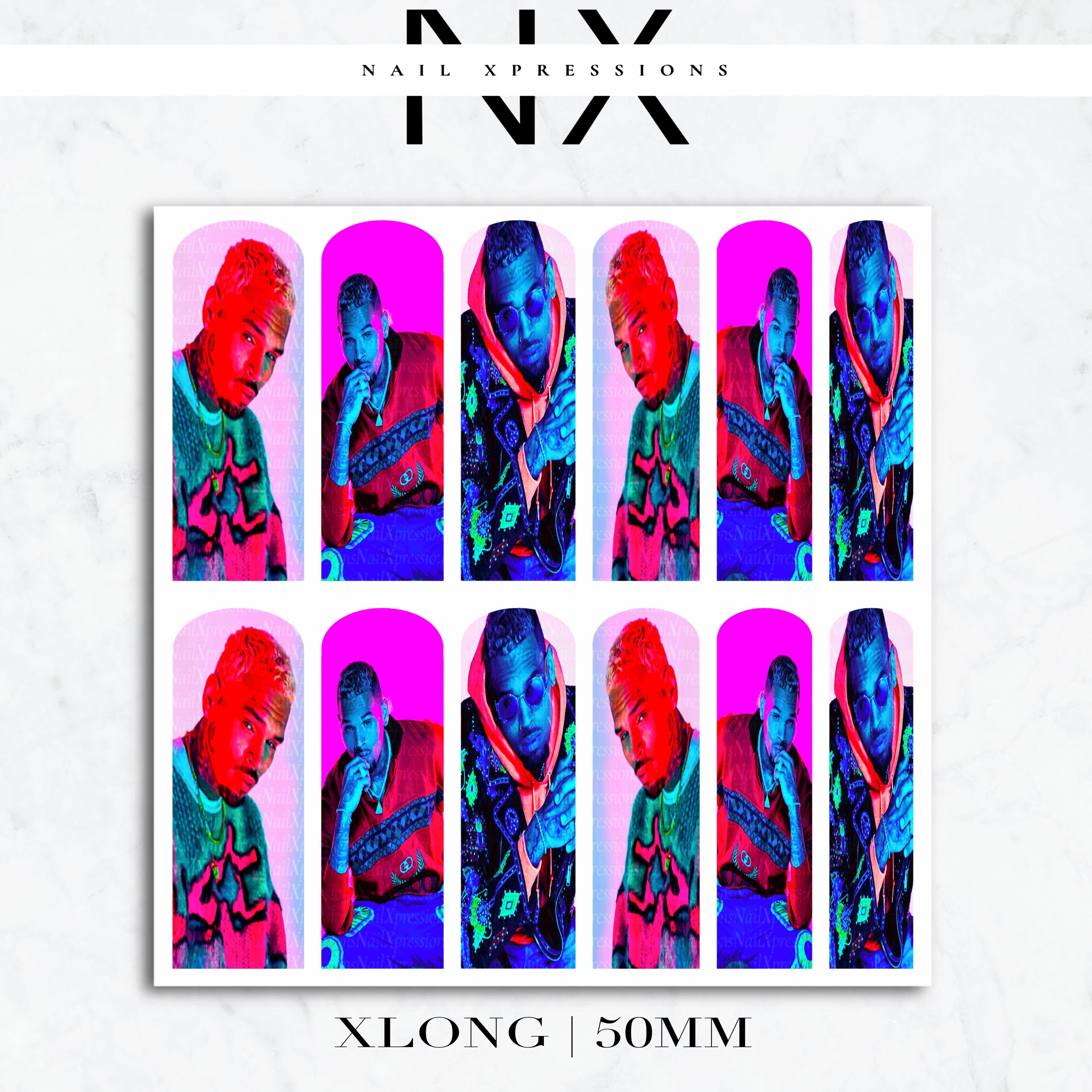 Pink Chris Breezy Brown Nail Decals | Nail Art Water Transfer | Nail Wraps