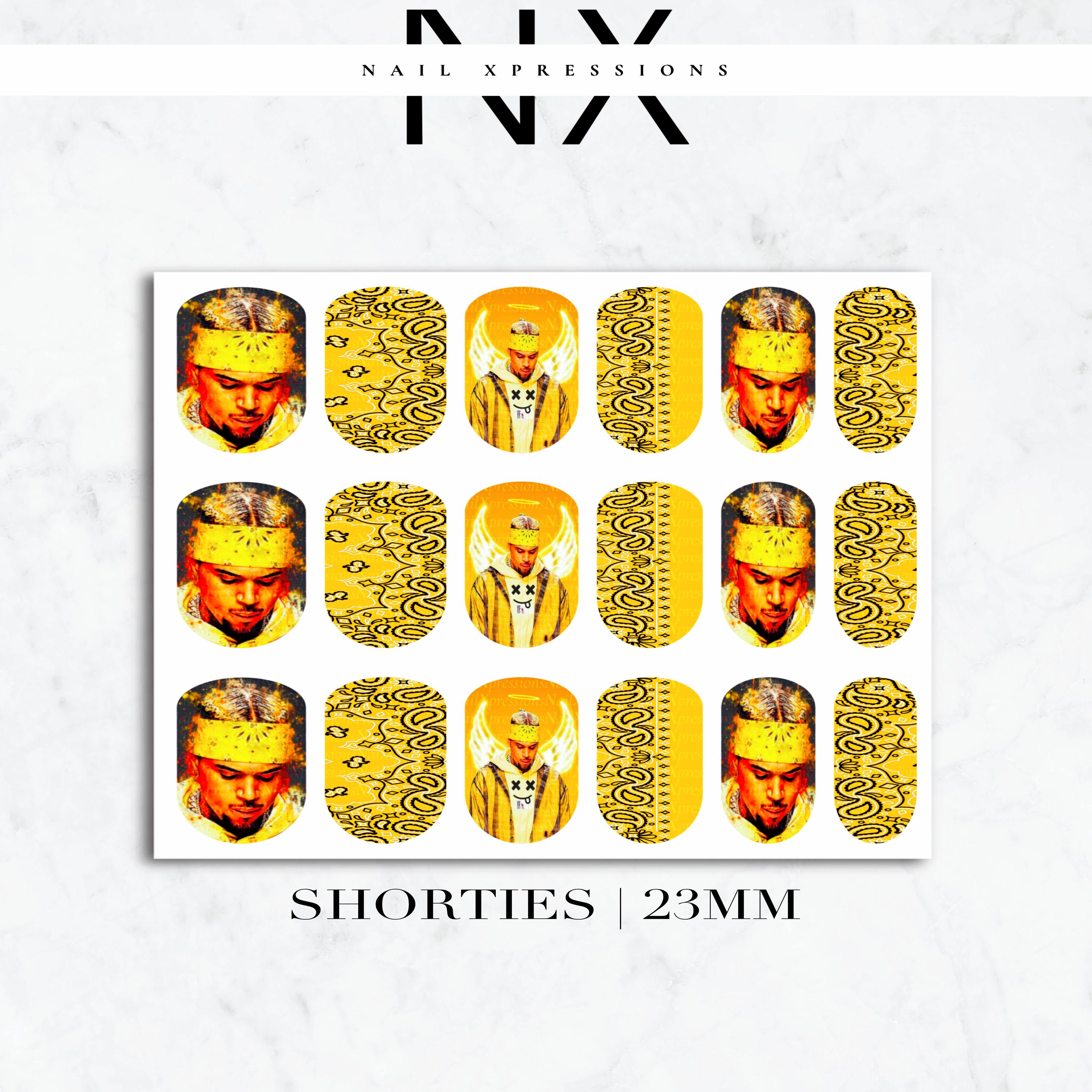 Yellow Chris B. Breezy Nail Decals | Nail Art Water Transfer | Nail Wraps