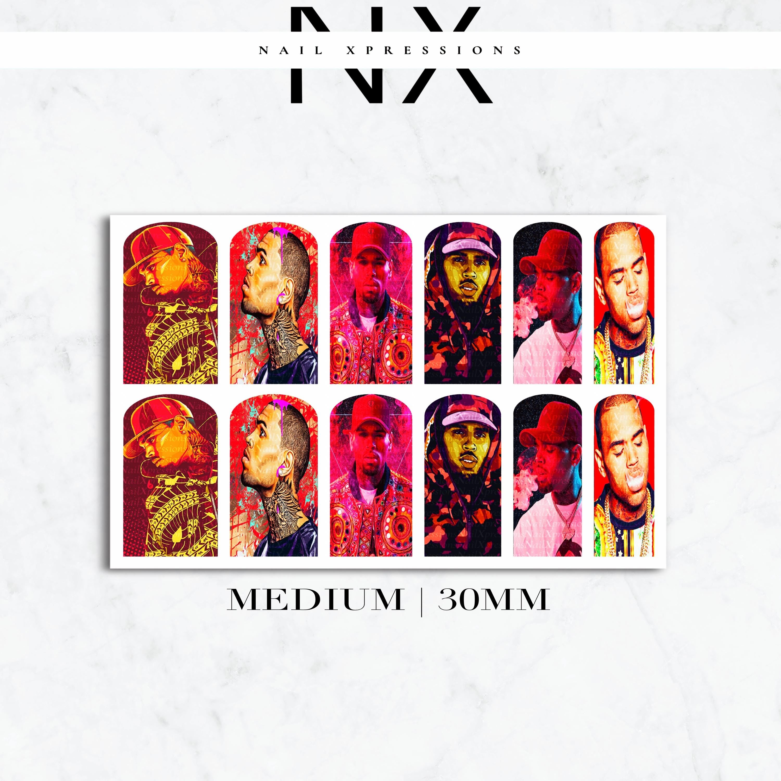 Chris B. Breezy Nail Decals | Nail Art Water Transfer | Nail Wraps