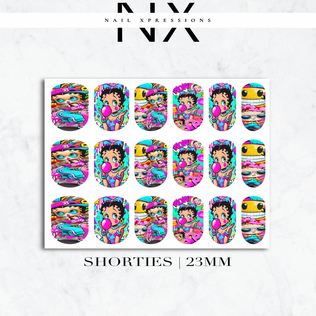 90’s Vibe Betty Nail Decals | Nail Art Water Transfer | Nail Wraps