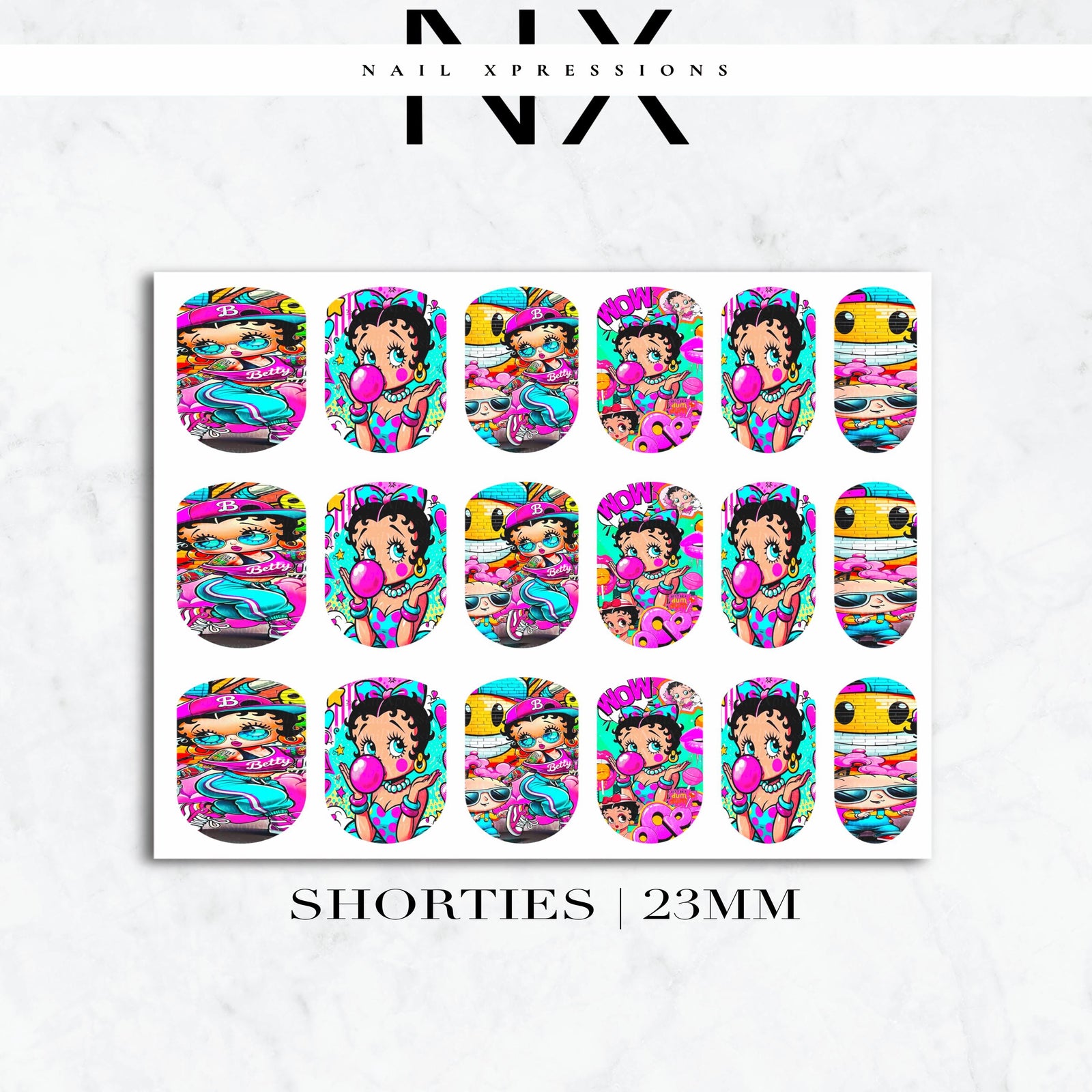 90’s Vibe Betty Nail Decals | Nail Art Water Transfer | Nail Wraps
