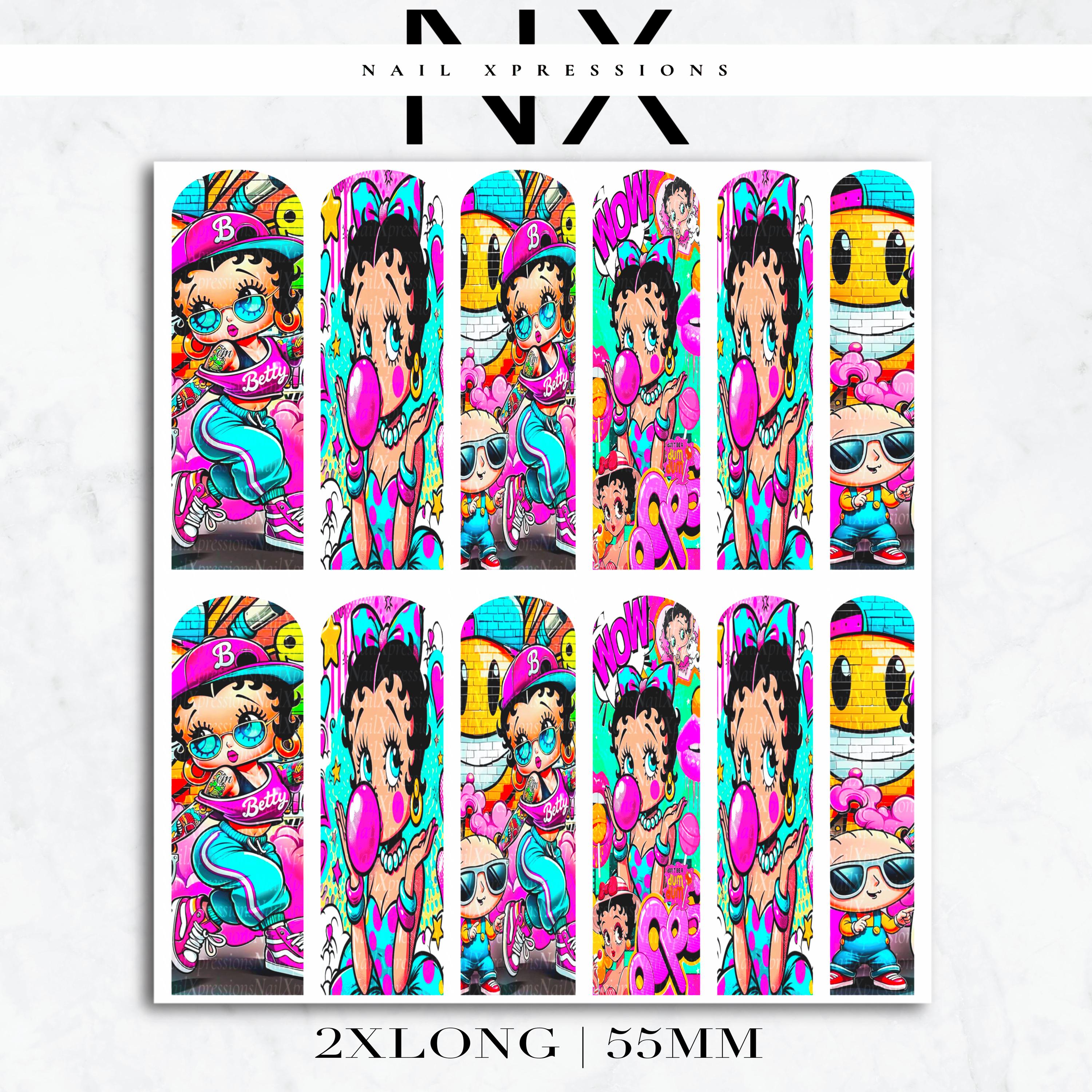 90’s Vibe Betty Nail Decals | Nail Art Water Transfer | Nail Wraps
