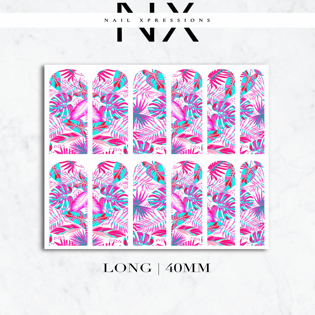 Pink Tropical Paradise Nail Decals | Nail Art Water Transfer | Nail Wraps