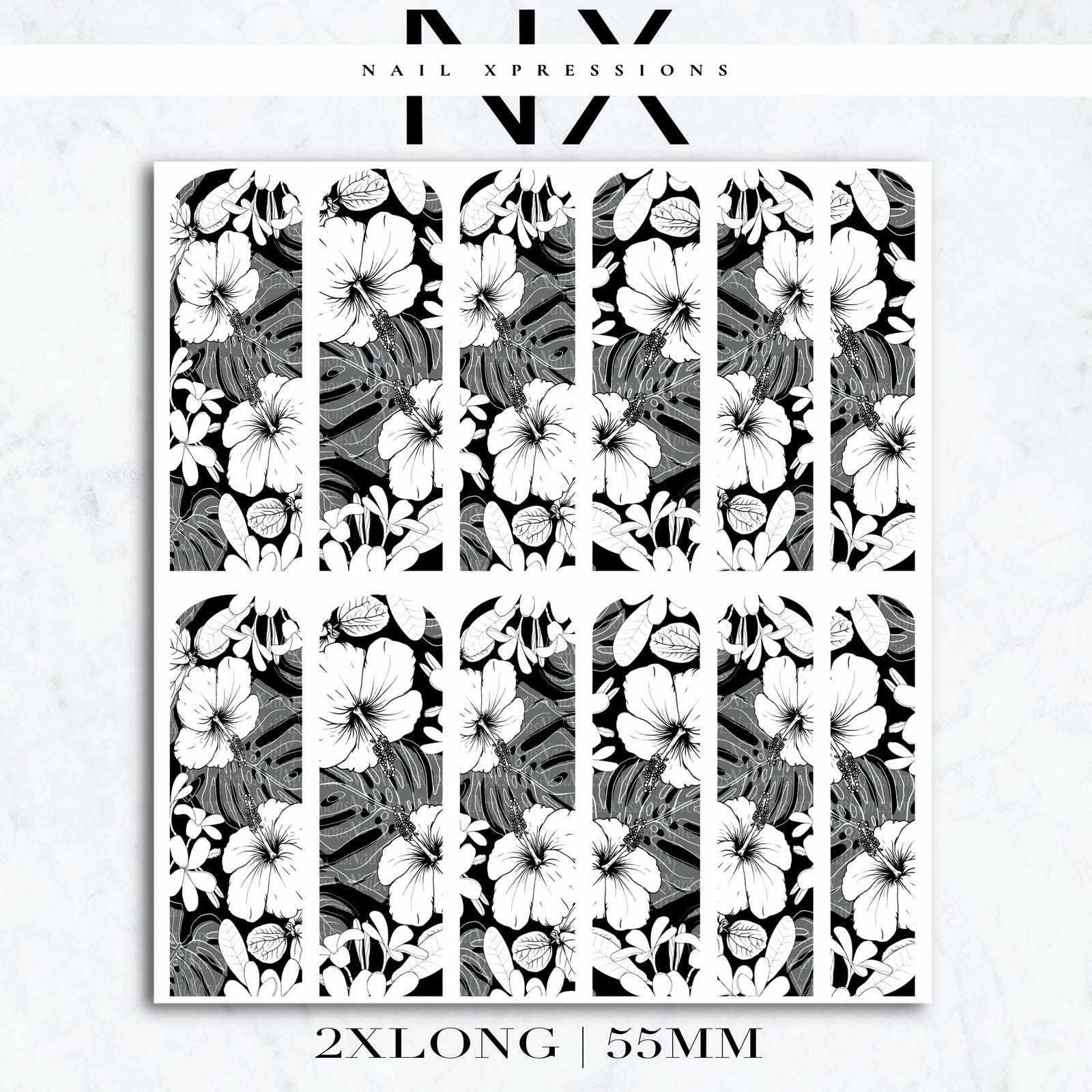 Monochrome Tropical Paradise Nail Decals | Nail Art Water Transfer | Nail Wraps