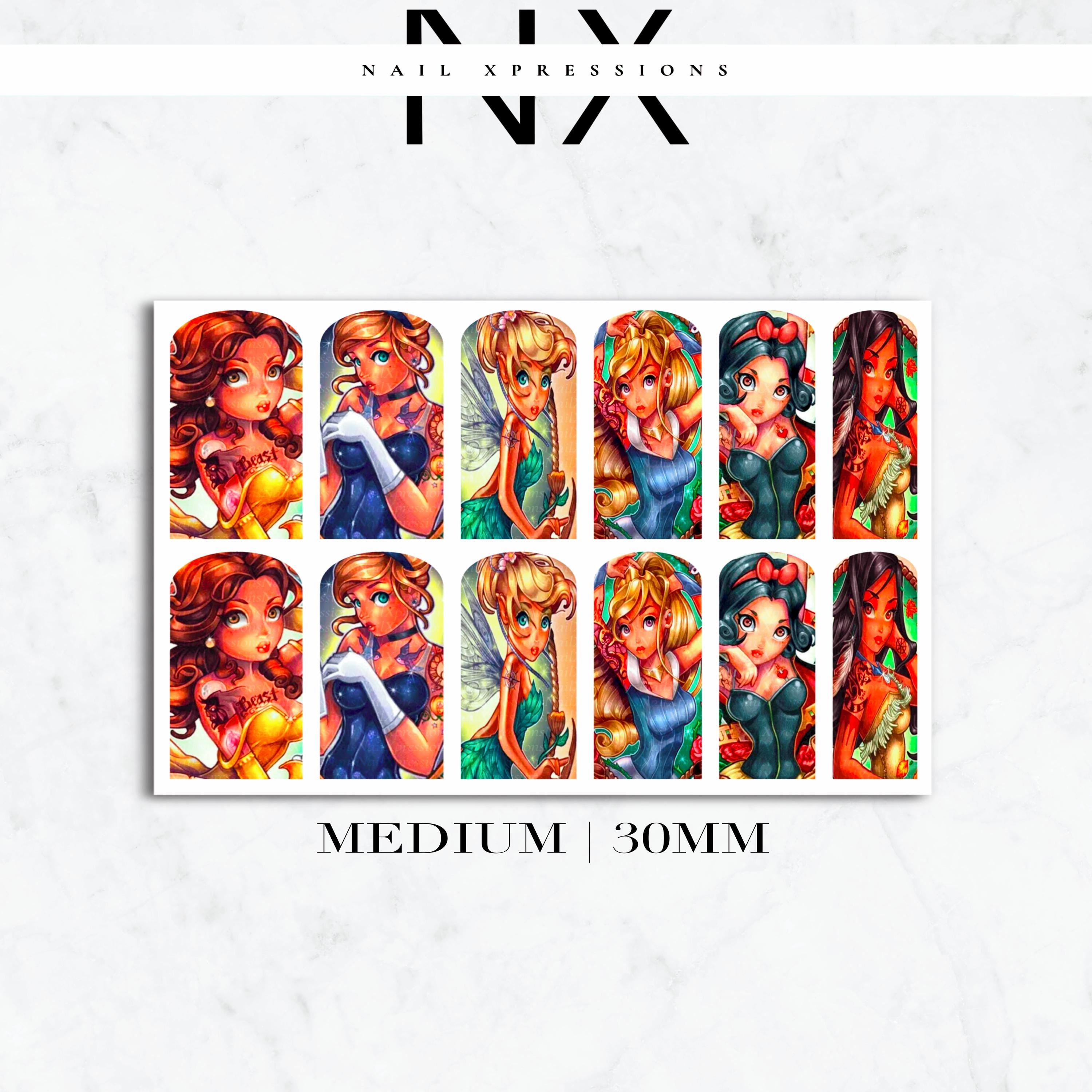 Rebel Princesses Tattooed Nail Decals | Nail Art Water Transfer | Nail Wraps