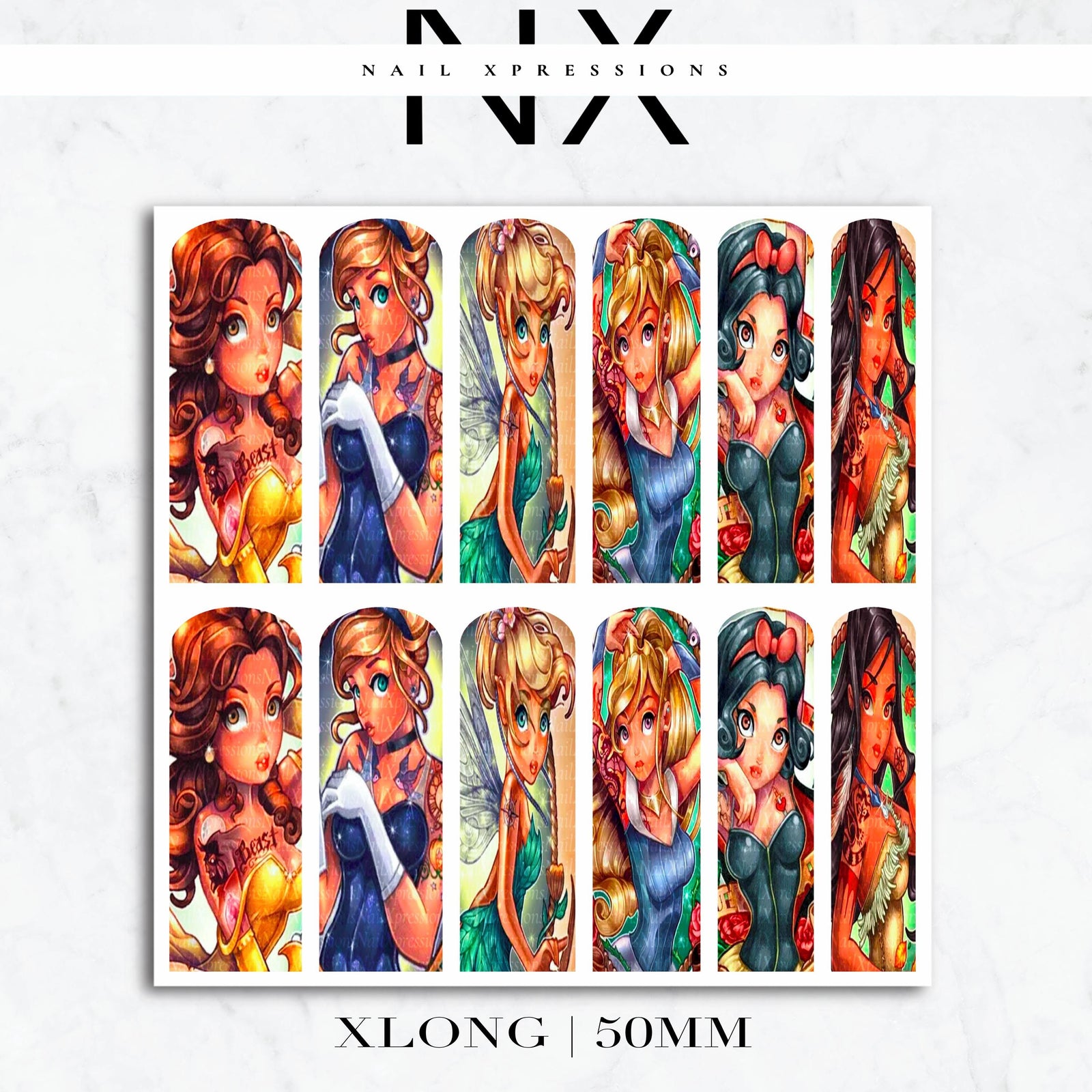 Tattoo Punk Princesses Nail Decals | Nail Art Water Transfer | Nail Wraps