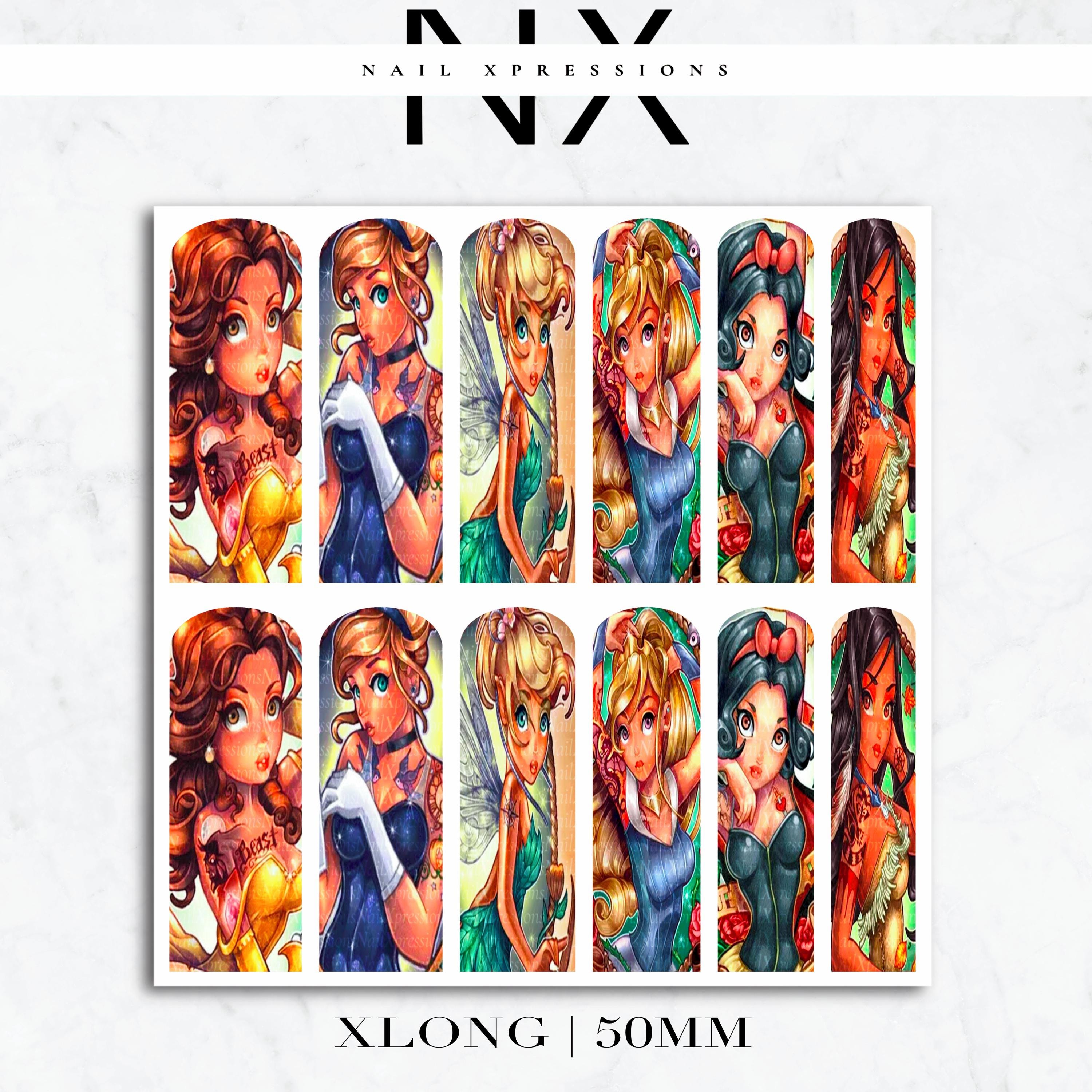 Rebel Princesses Tattooed Nail Decals | Nail Art Water Transfer | Nail Wraps