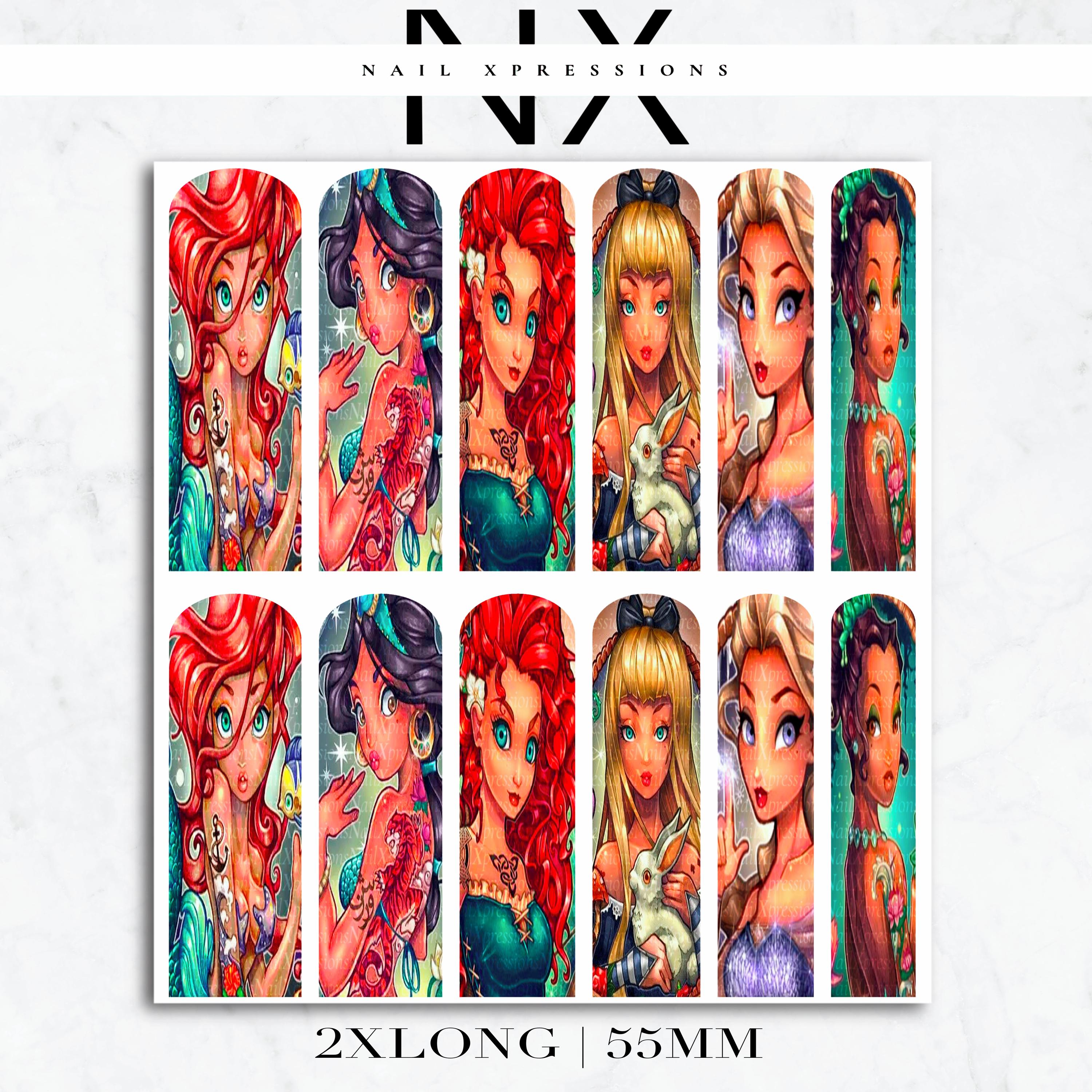 Rebel Princesses Tattooed Nail Decals | Nail Art Water Transfer | Nail Wraps