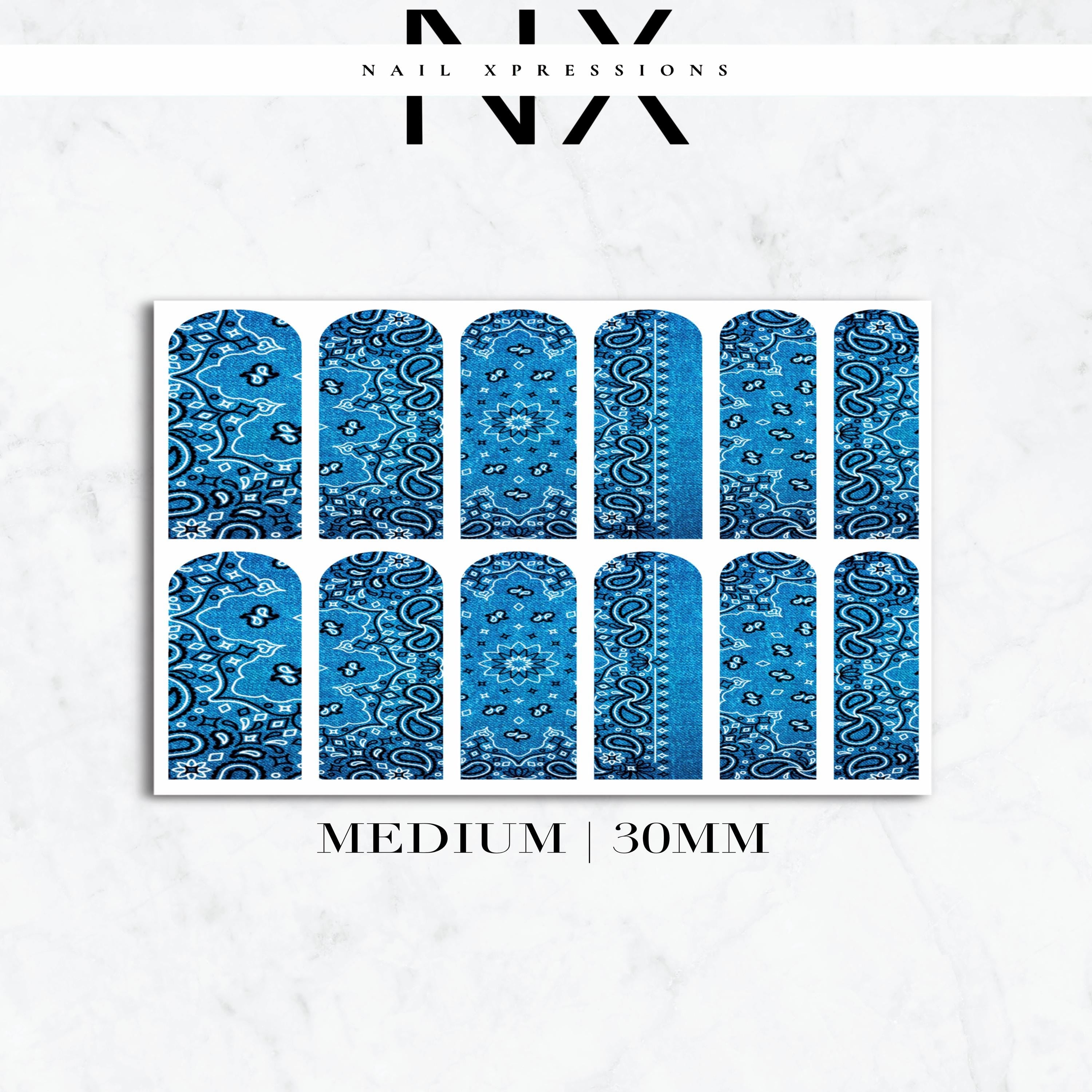 Jean Bandana Paisley Nail Decals | Nail Art Water Transfer | Nail Wraps