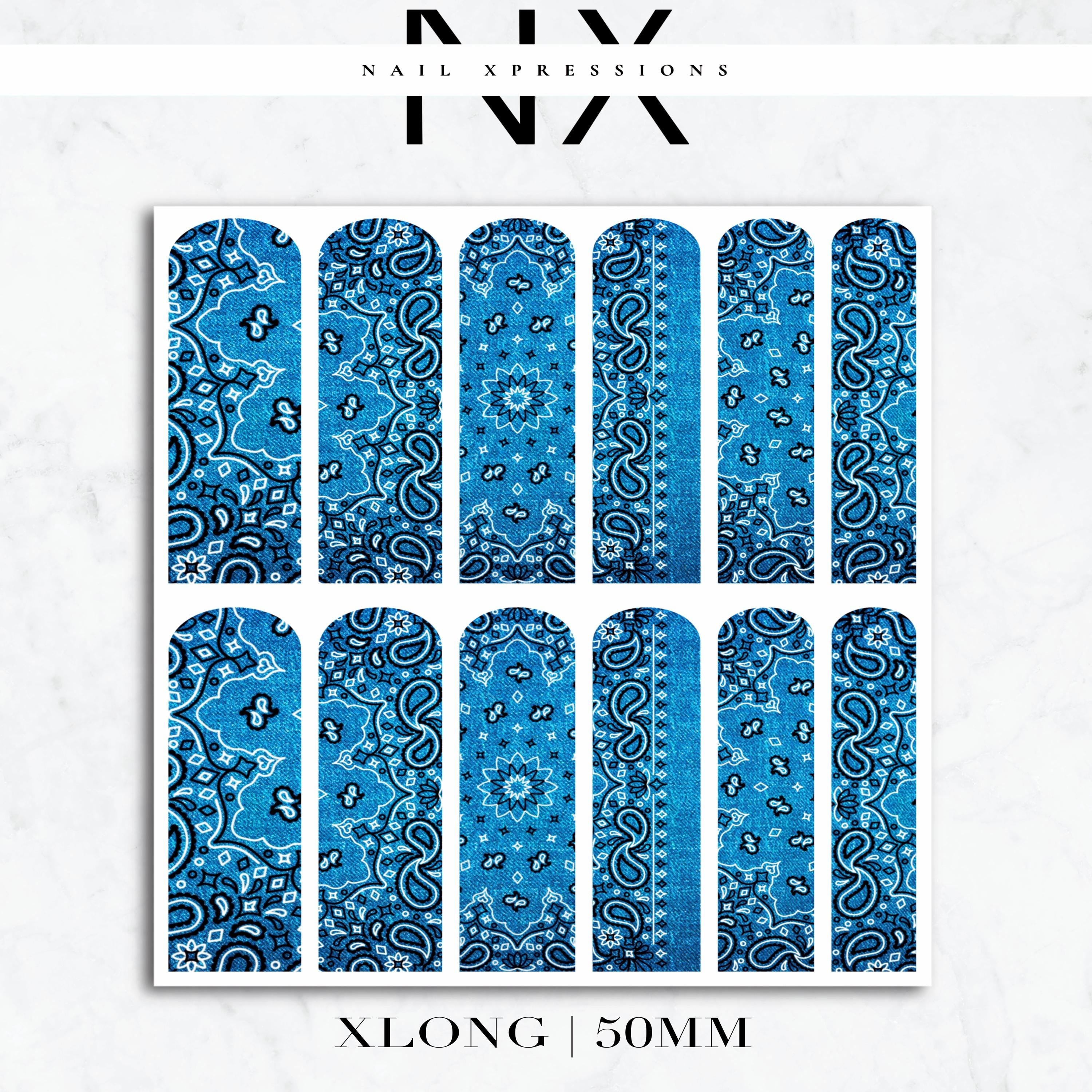 Jean Bandana Paisley Nail Decals | Nail Art Water Transfer | Nail Wraps