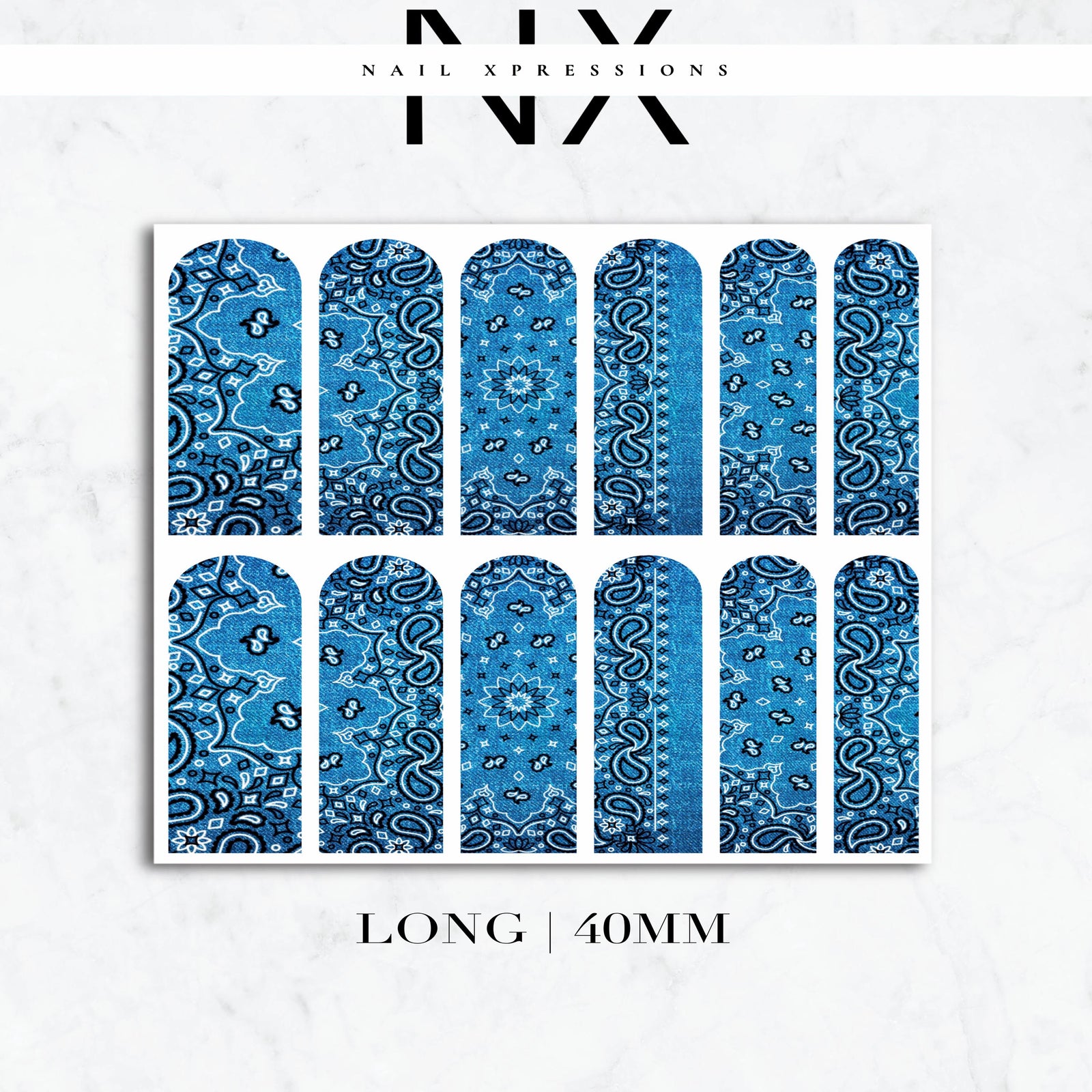 Jean Bandana Paisley Nail Decals | Nail Art Water Transfer | Nail Wraps