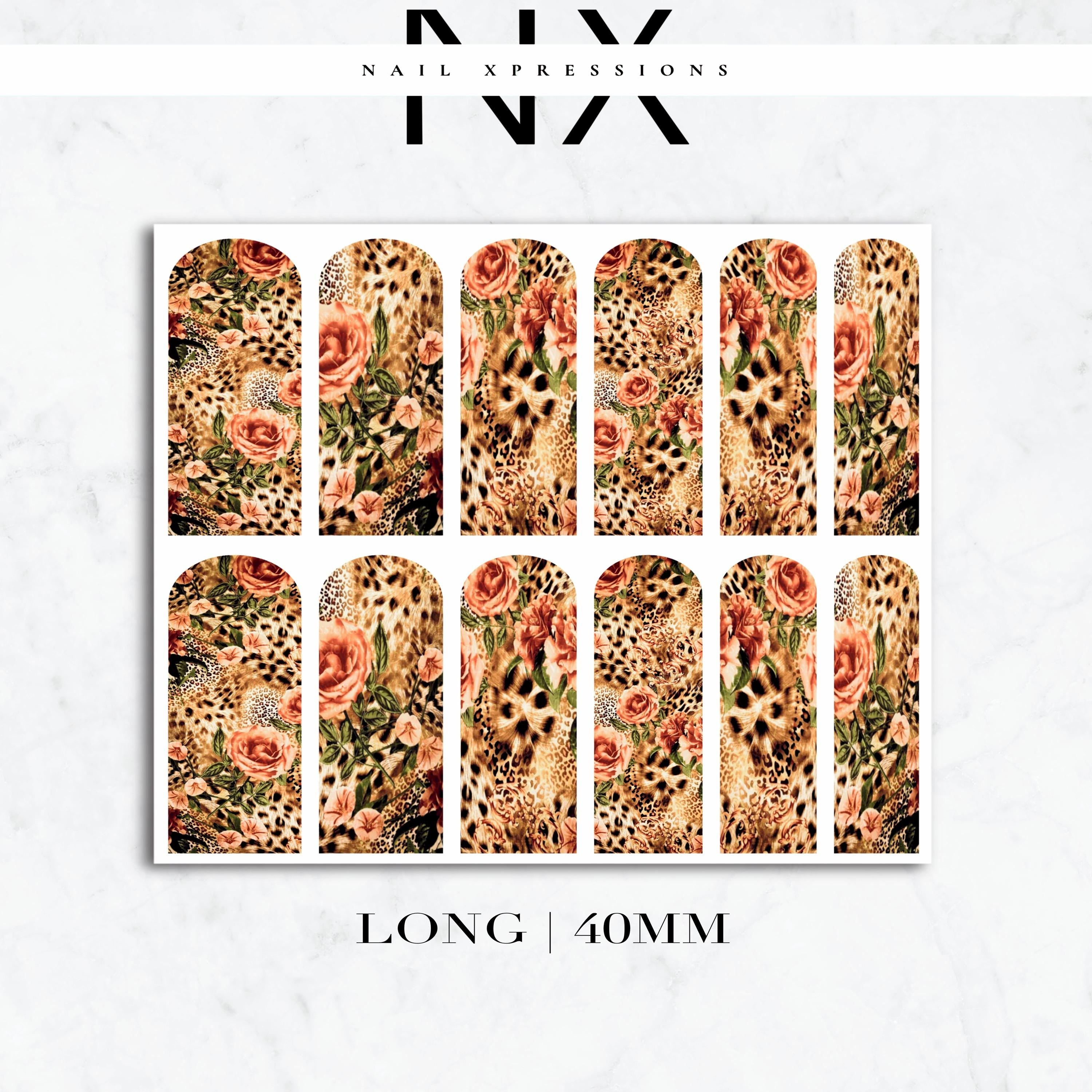 Safari Floral Print Nail Decals | Nail Art Water Transfer | Nail Wraps