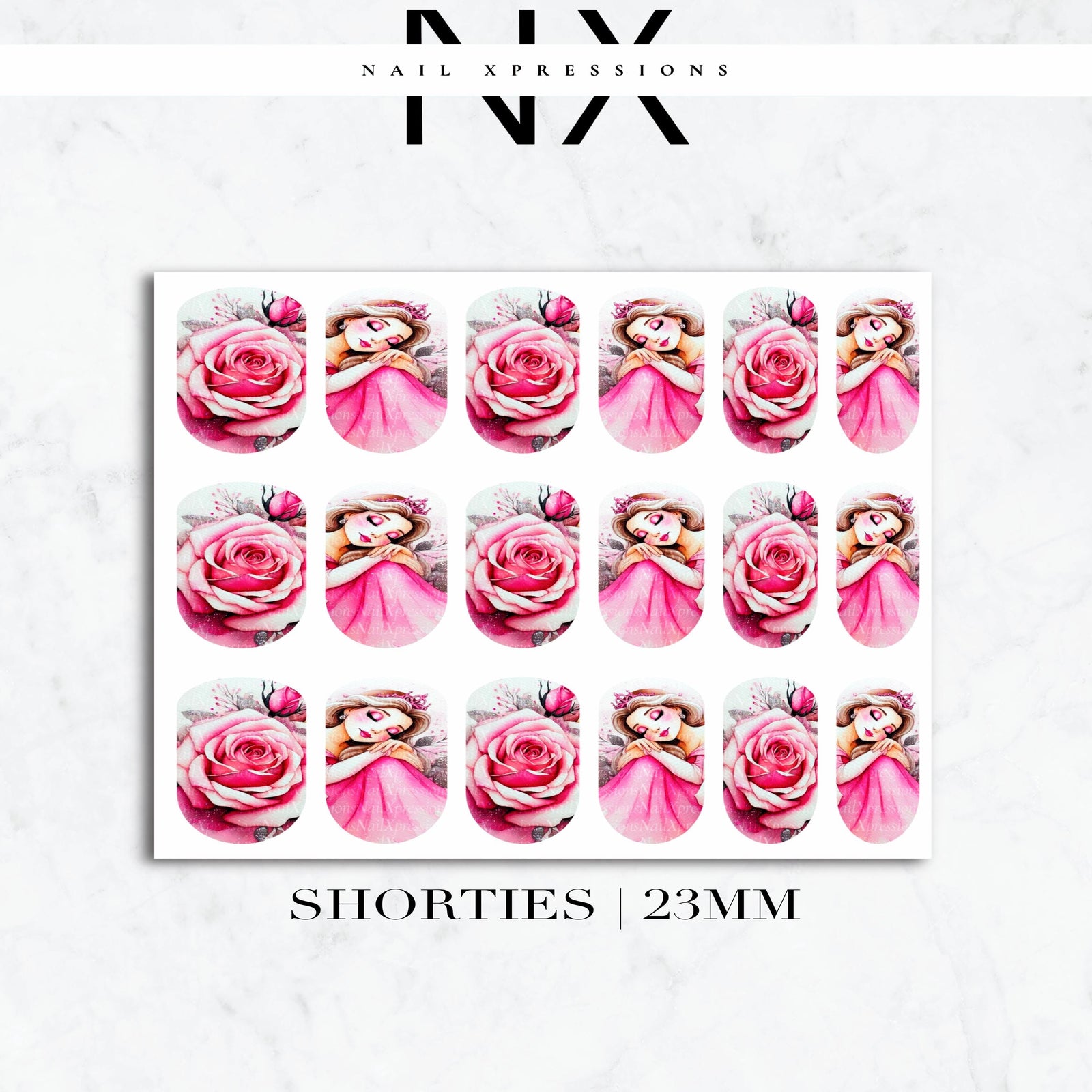 Pink Princess Nail Decals | Nail Art Water Transfer | Nail Wraps