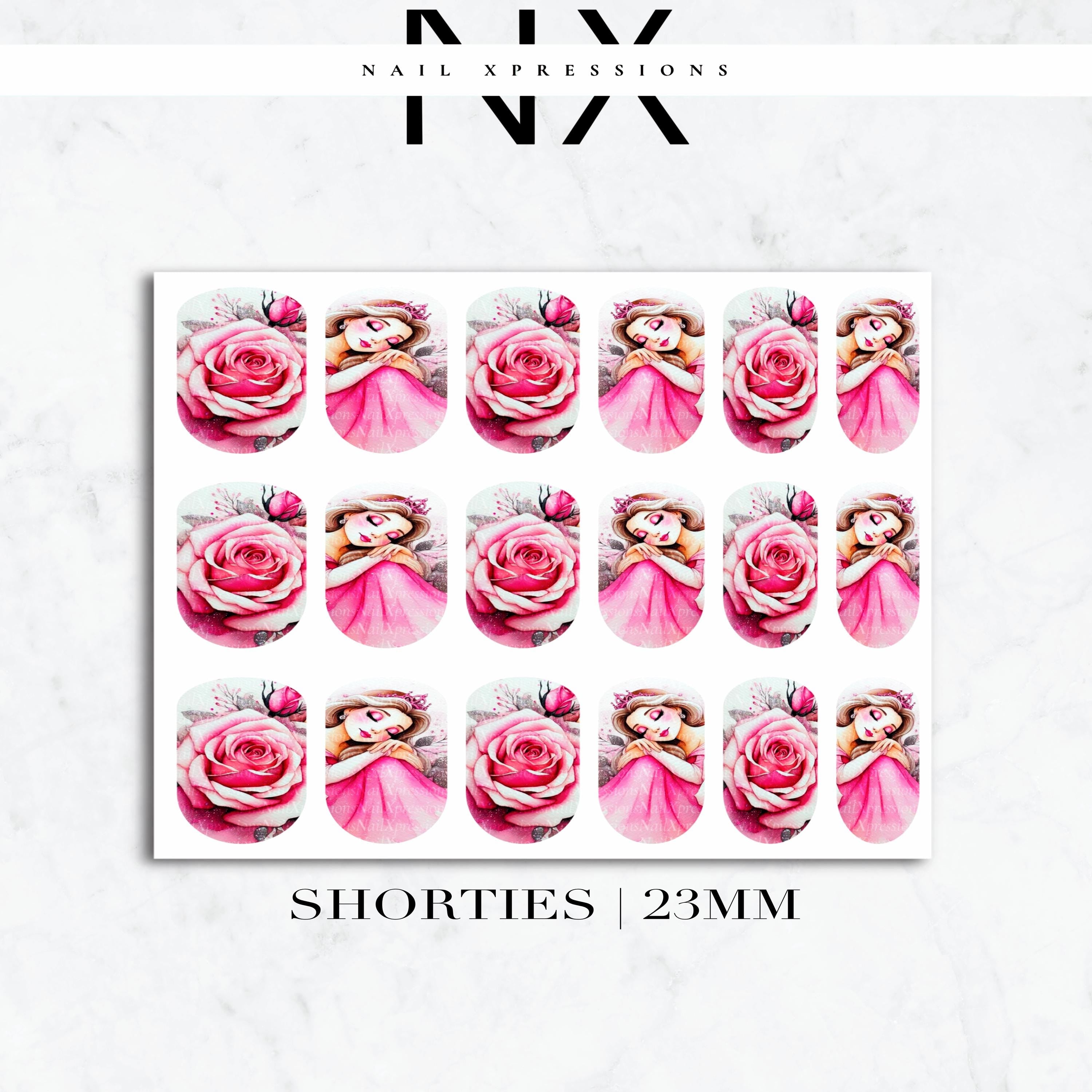 Pink Princess Nail Decals | Nail Art Water Transfer | Nail Wraps