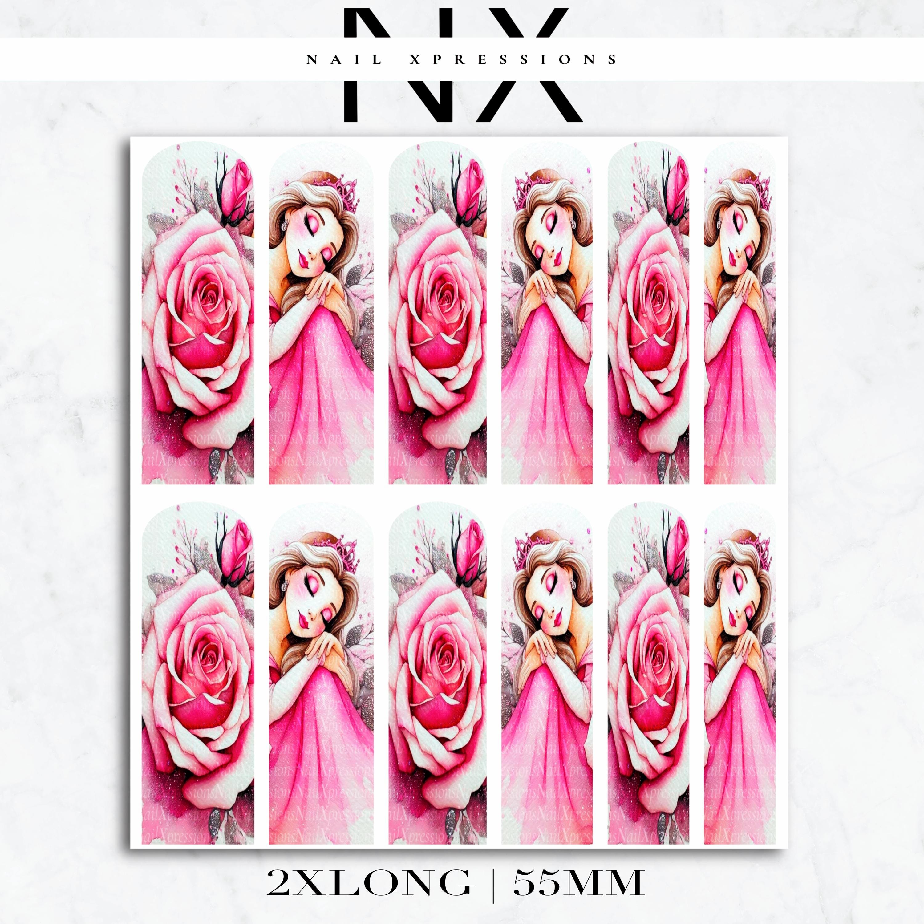 Pink Princess Nail Decals | Nail Art Water Transfer | Nail Wraps