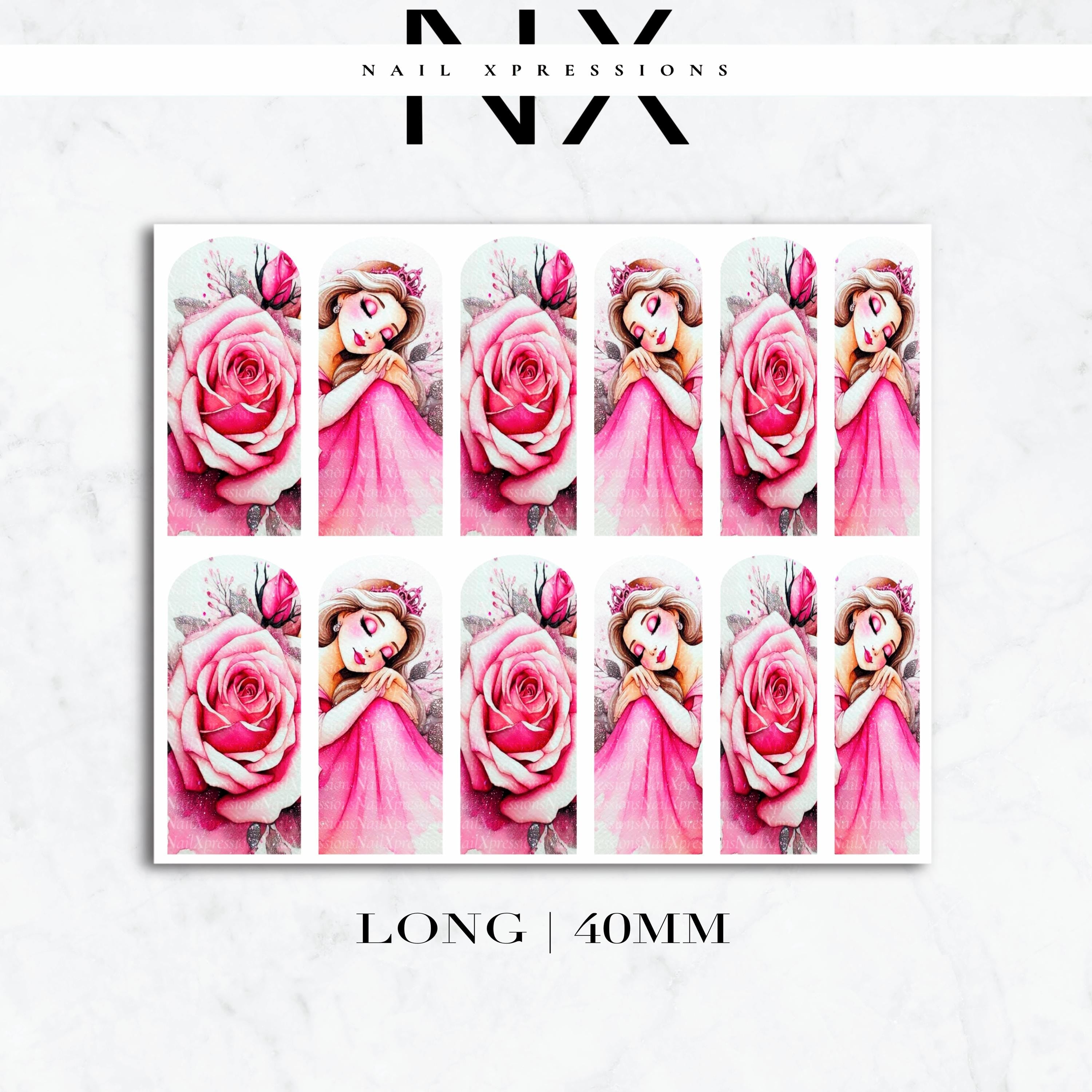 Pink Princess Nail Decals | Nail Art Water Transfer | Nail Wraps