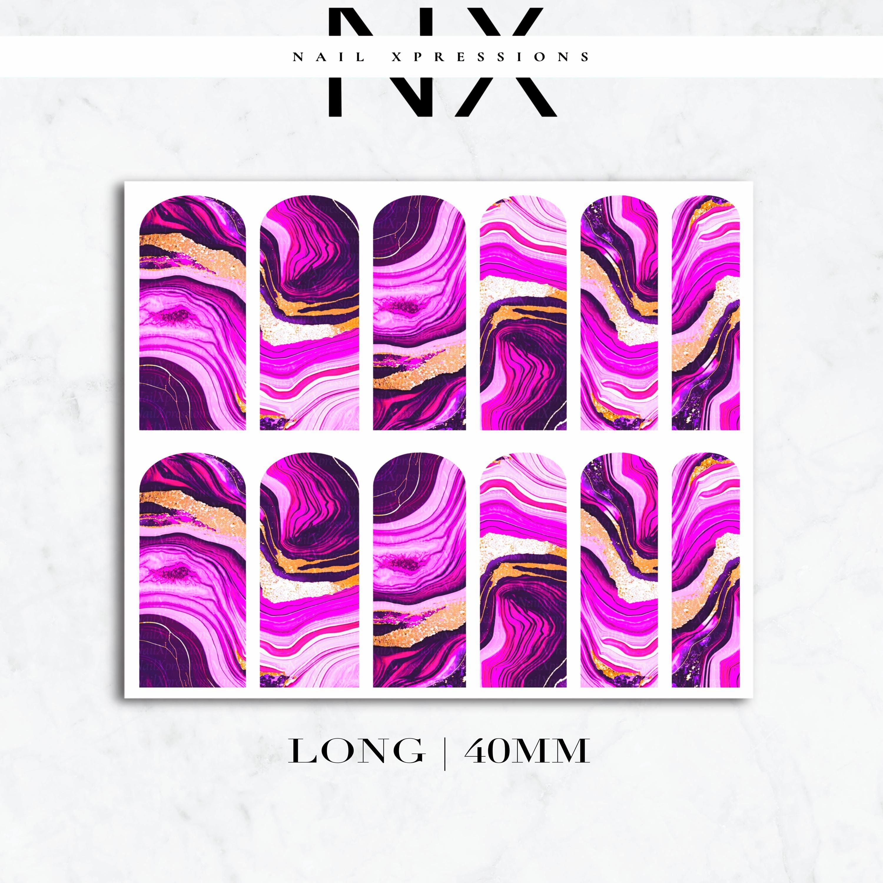 Pink Geode Crystals Nail Decals | Nail Art Water Transfer | Nail Wraps