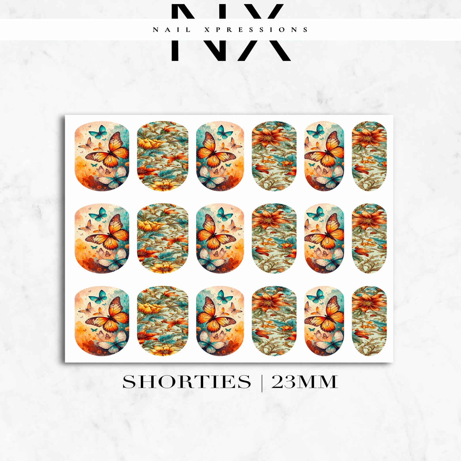Floral Butterfly Nail Decals | Nail Art Water Transfer | Nail Wraps