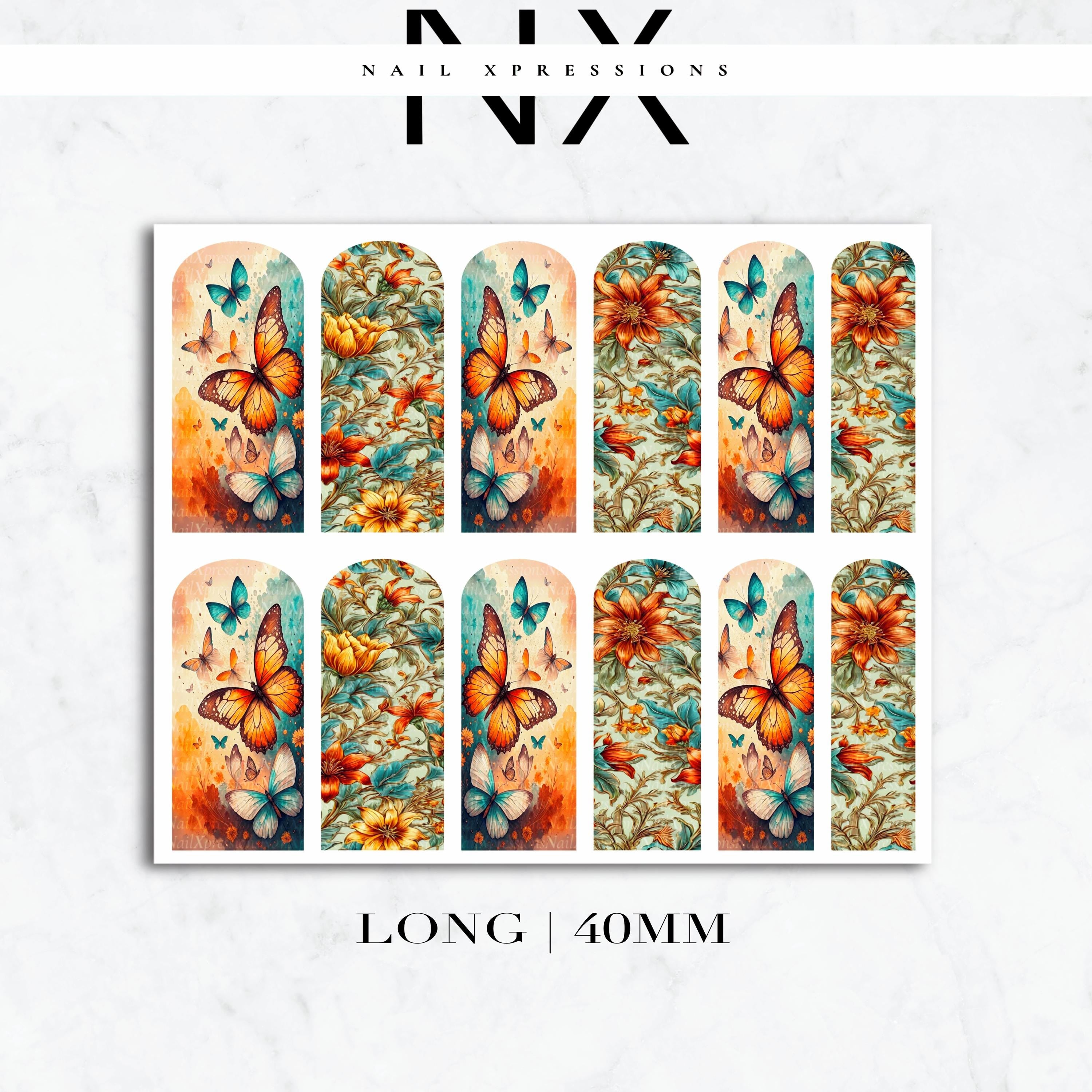 Floral Butterfly Nail Decals | Nail Art Water Transfer | Nail Wraps