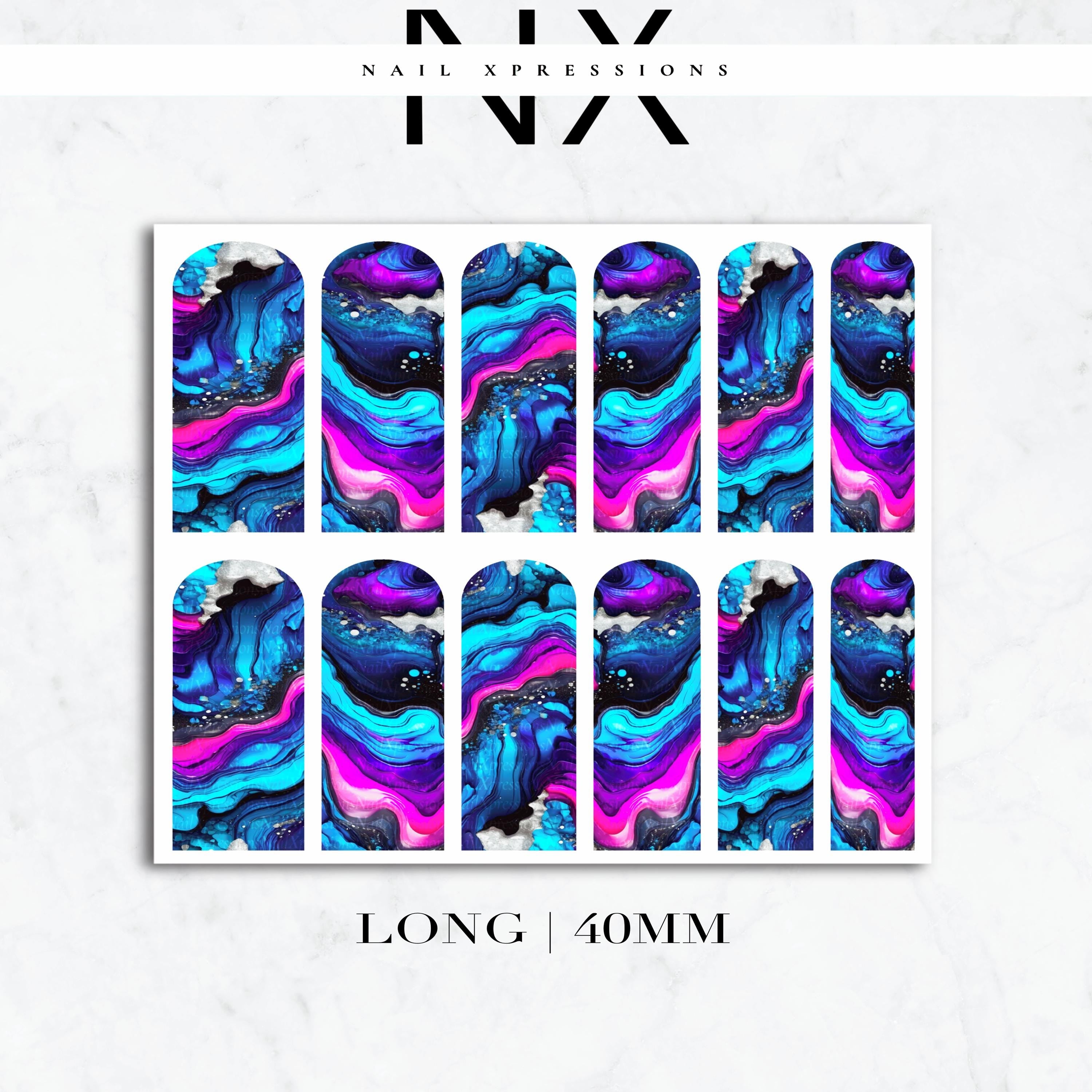 Pink and Blue Geode Crystal Nail Decals | Nail Art Water Transfer | Nail Wraps