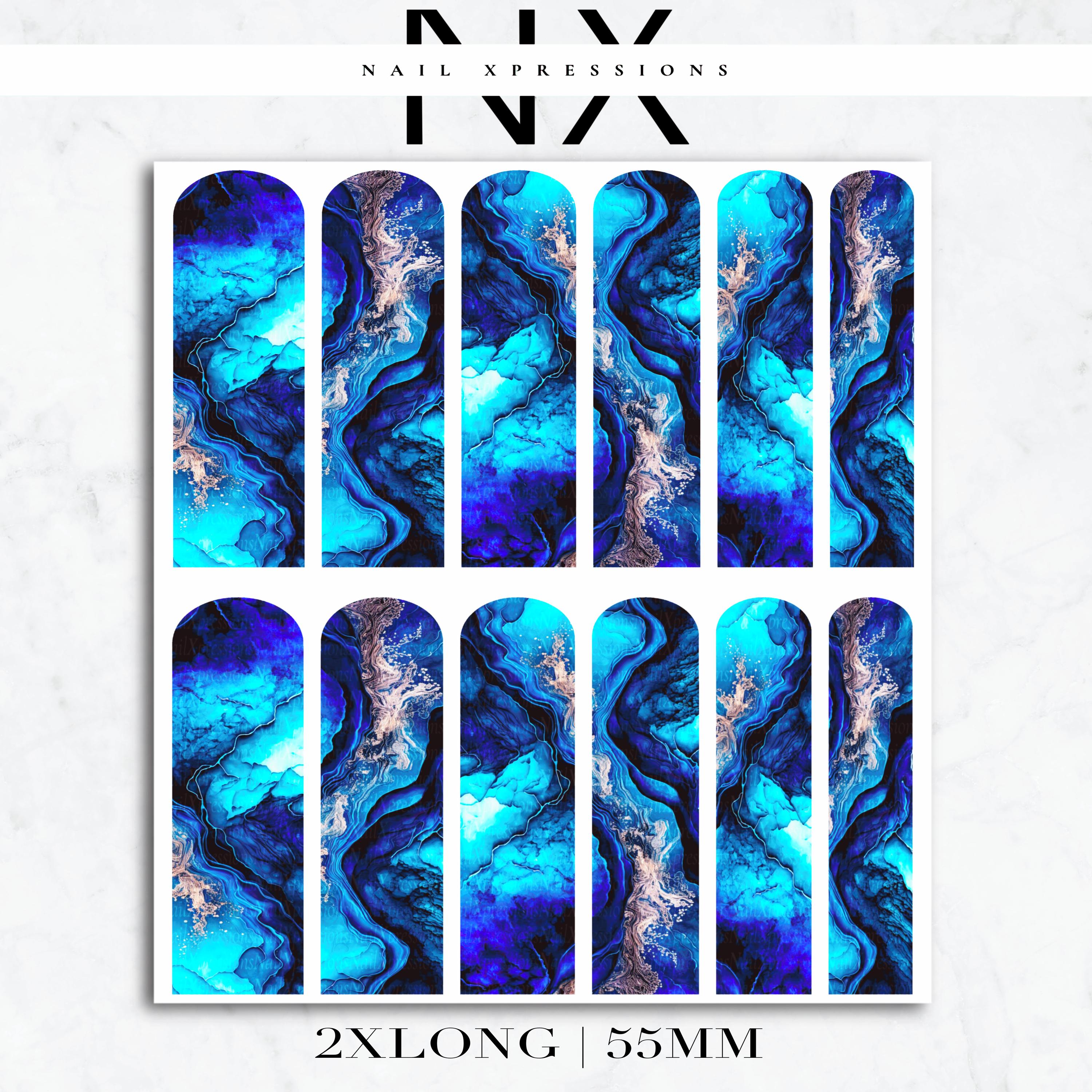 Blue Geode Crystals Nail Decals | Nail Art Water Transfer | Nail Wraps