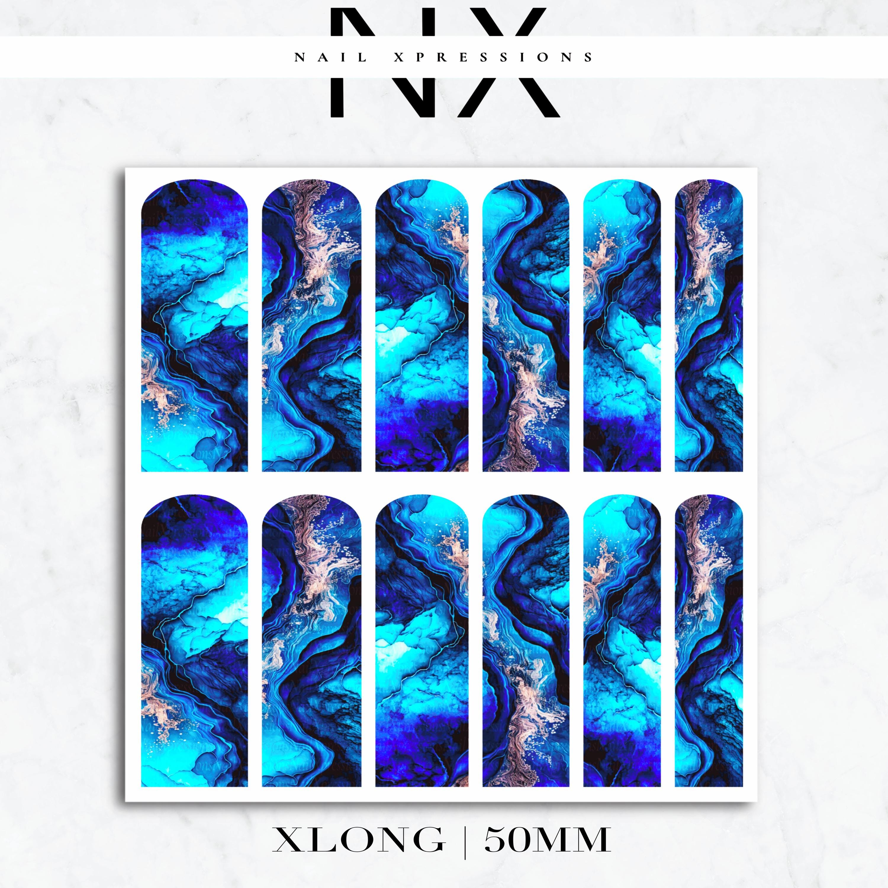 Blue Geode Crystals Nail Decals | Nail Art Water Transfer | Nail Wraps