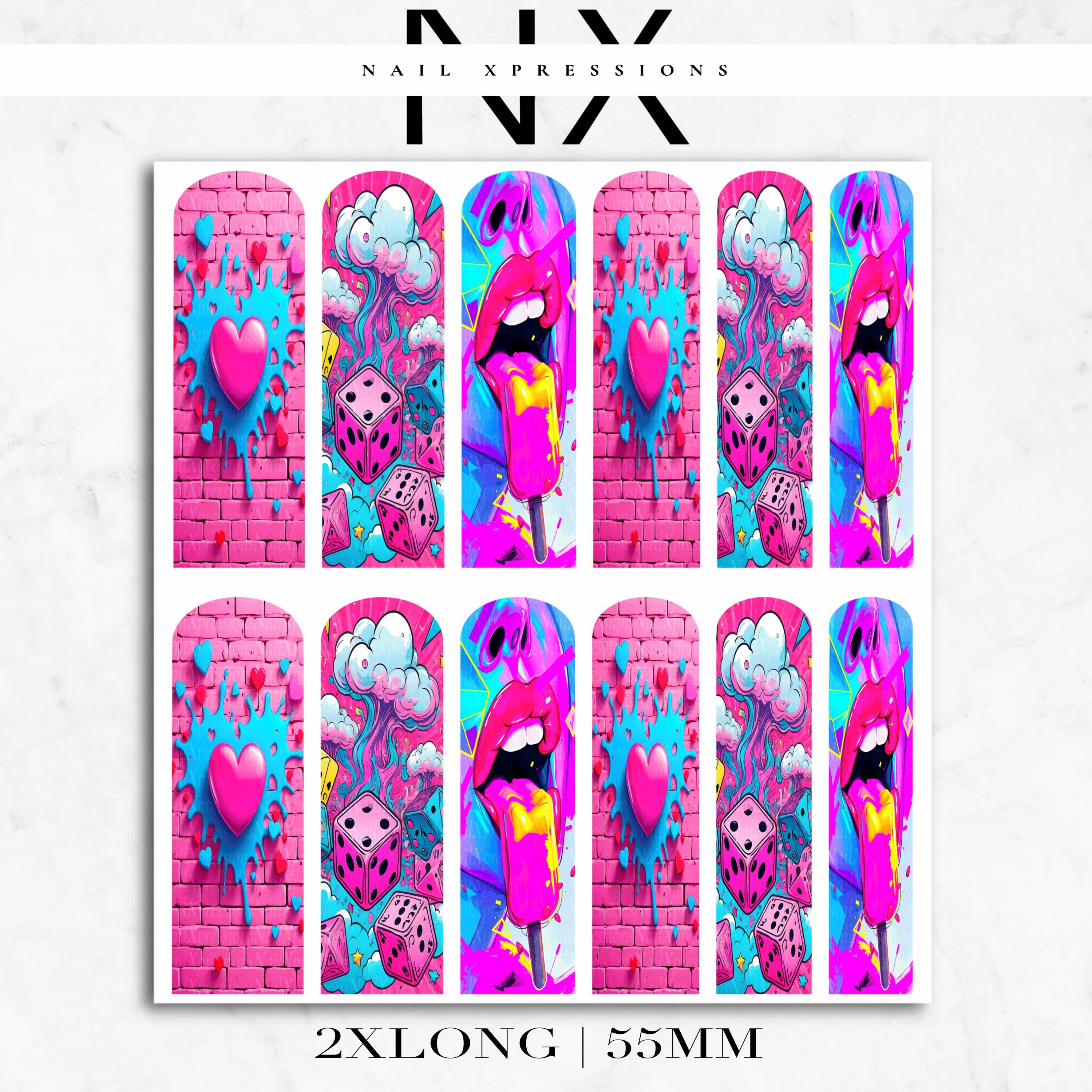 Pink Popart Pink Nail Decals | Nail Art Water Transfer | Nail Wraps