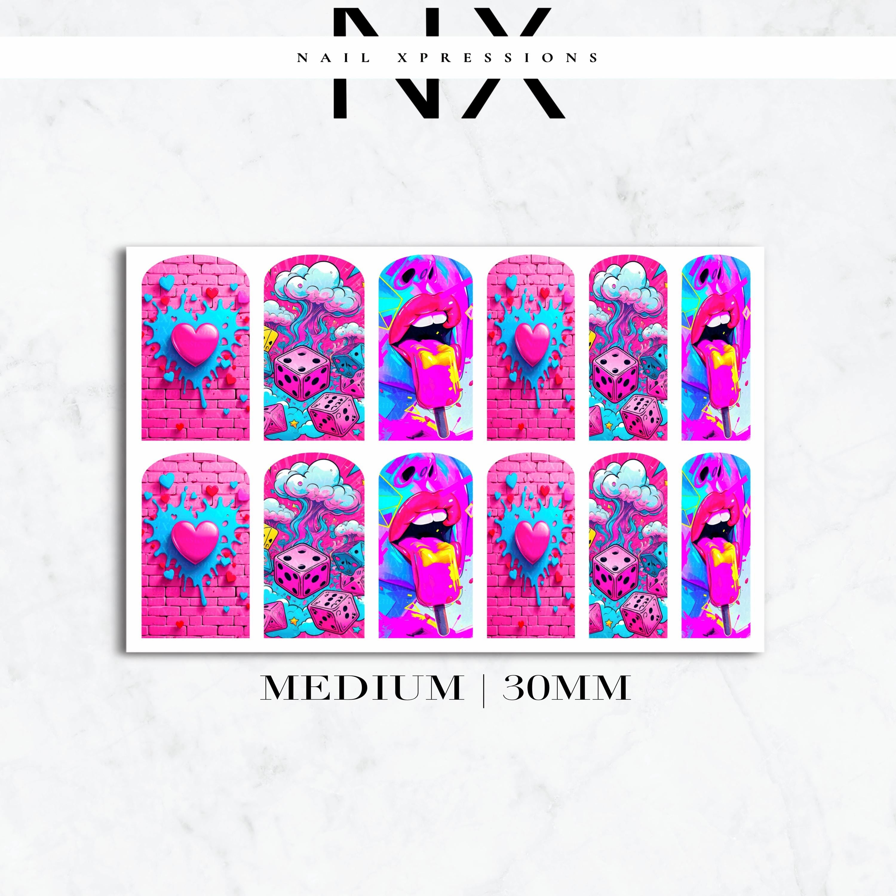 Pink Popart Pink Nail Decals | Nail Art Water Transfer | Nail Wraps