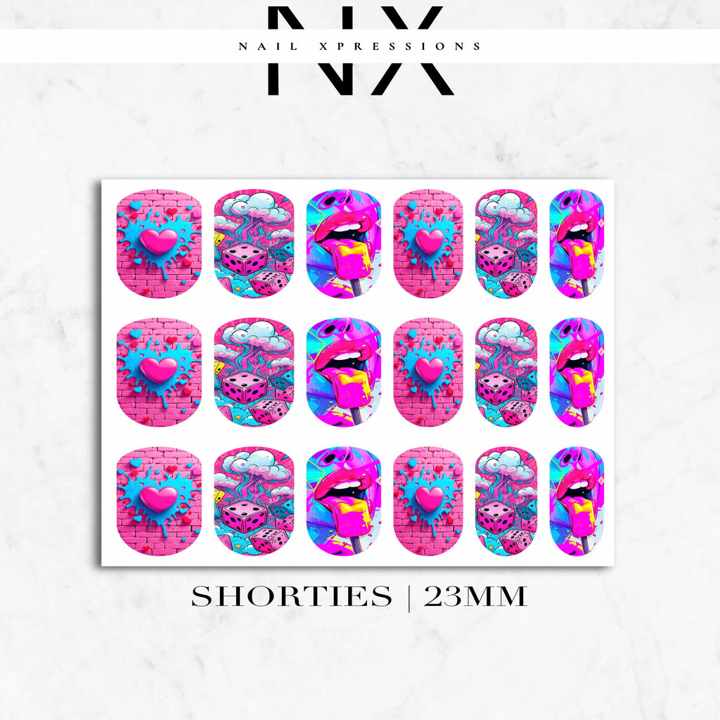 Pink Popart Pink Nail Decals | Nail Art Water Transfer | Nail Wraps