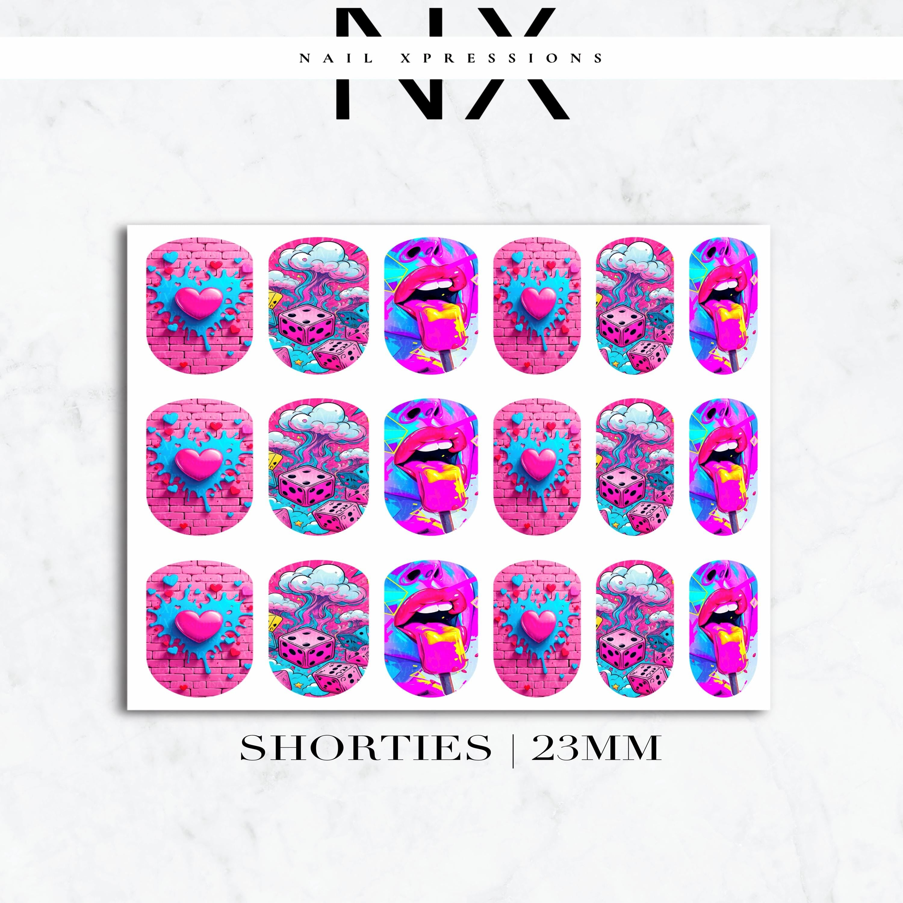 Pink Popart Pink Nail Decals | Nail Art Water Transfer | Nail Wraps