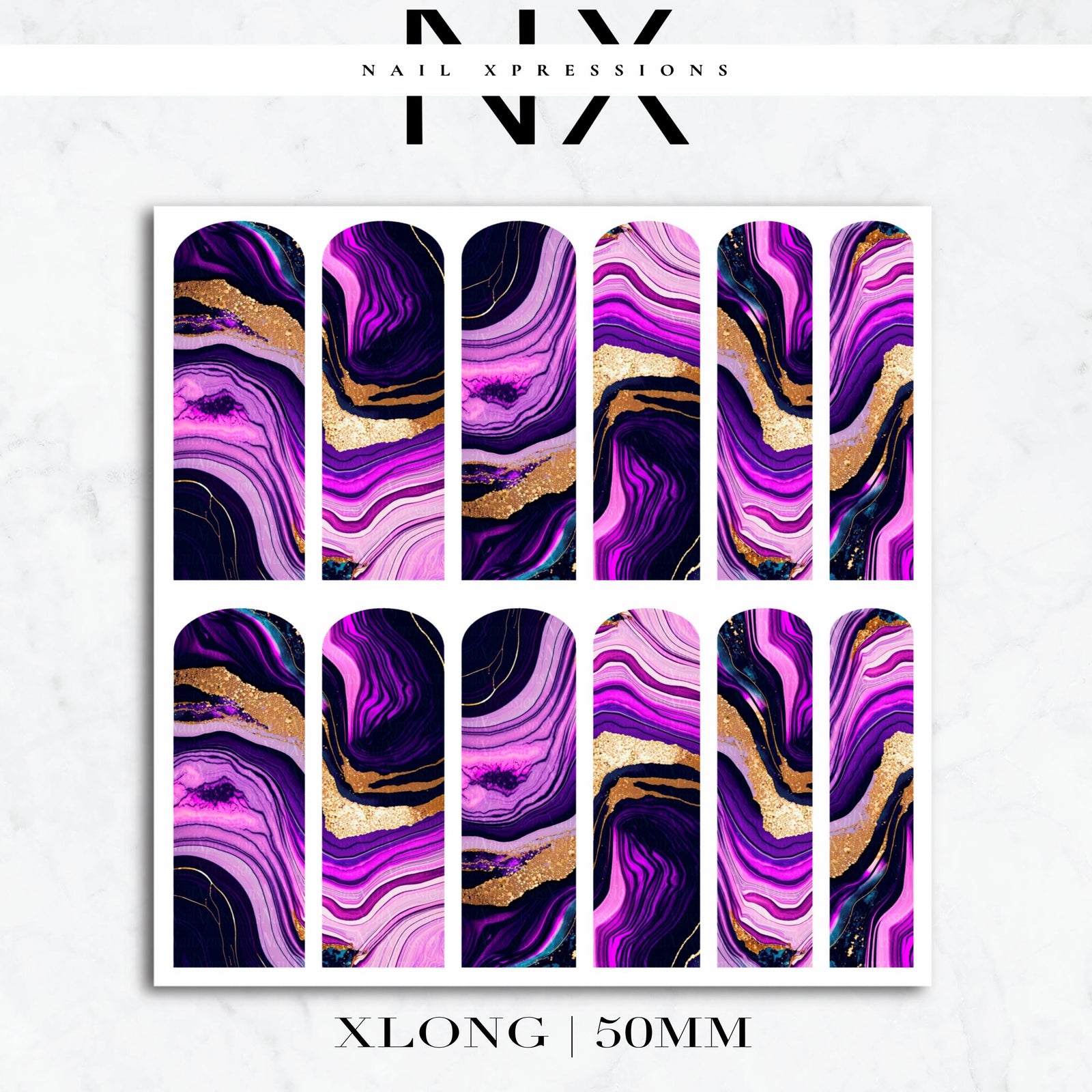 Purple Geode Crystals Nail Decals | Nail Art Water Transfer | Nail Wraps