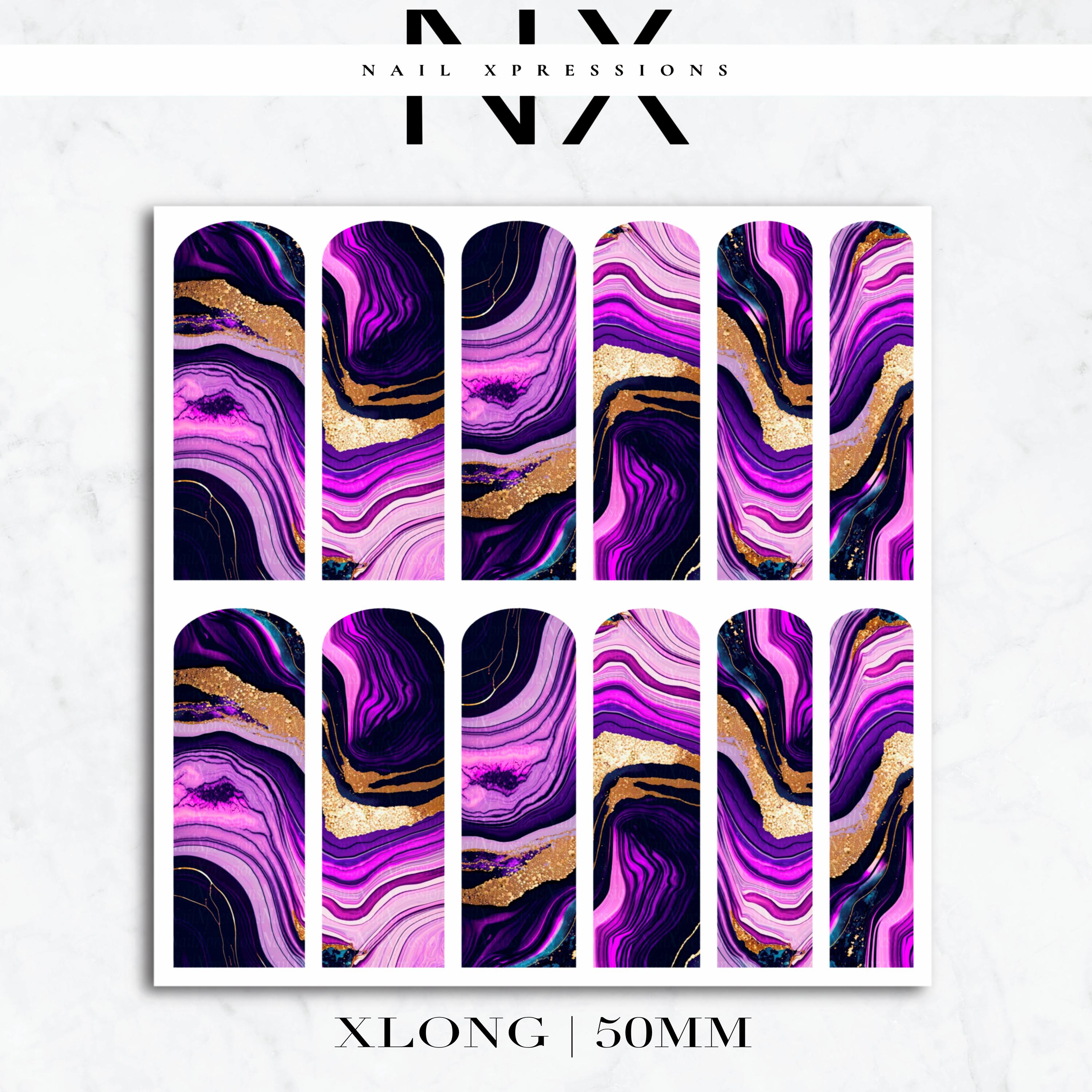 Purple Geode Crystals Nail Decals | Nail Art Water Transfer | Nail Wraps